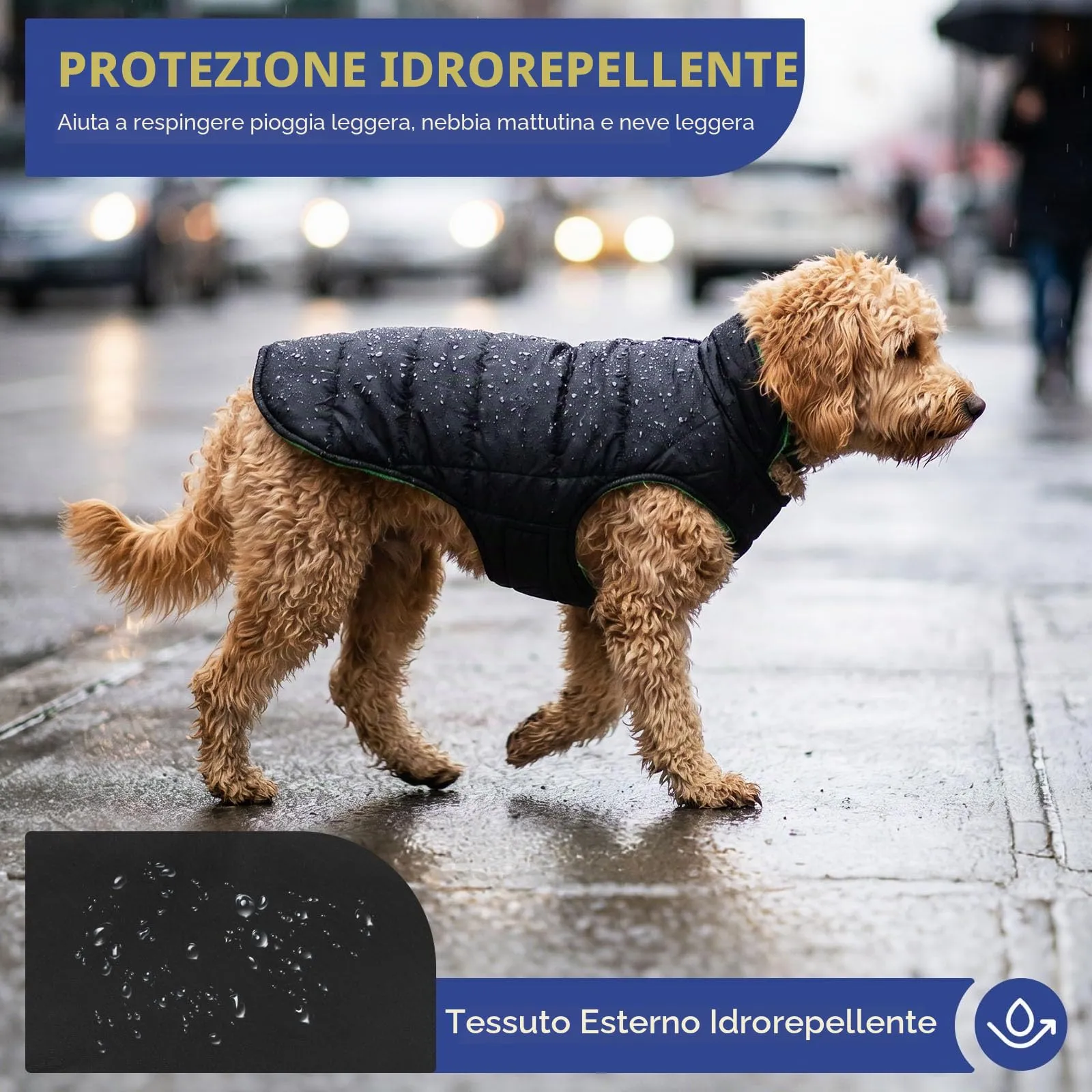 ASENKU Cappotto per Cane Impermeabile e Reversibile Invernale, Taglia L, Verde - immagine 4