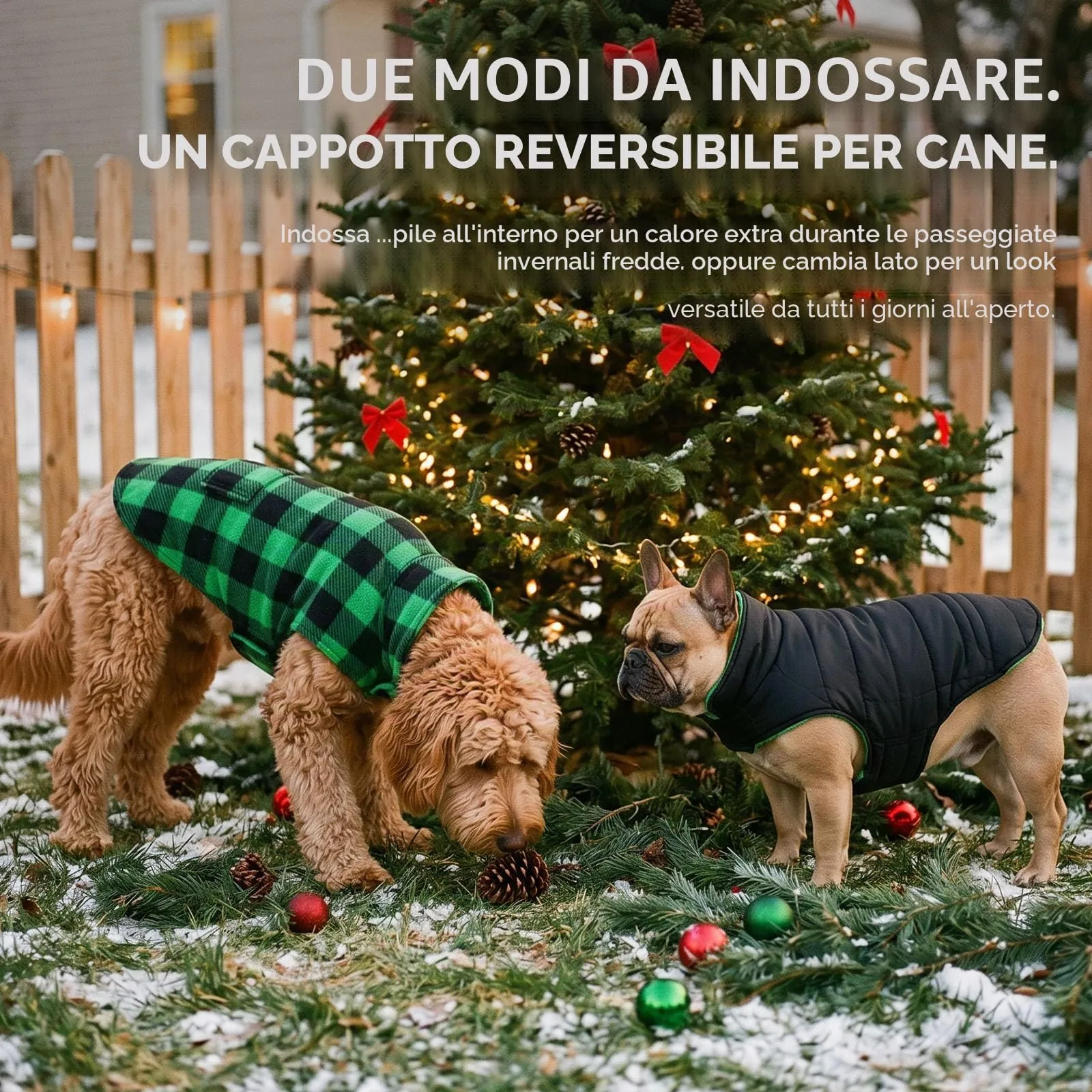 ASENKU Cappotto per Cane Impermeabile e Reversibile Invernale, Taglia L, Verde - immagine 8