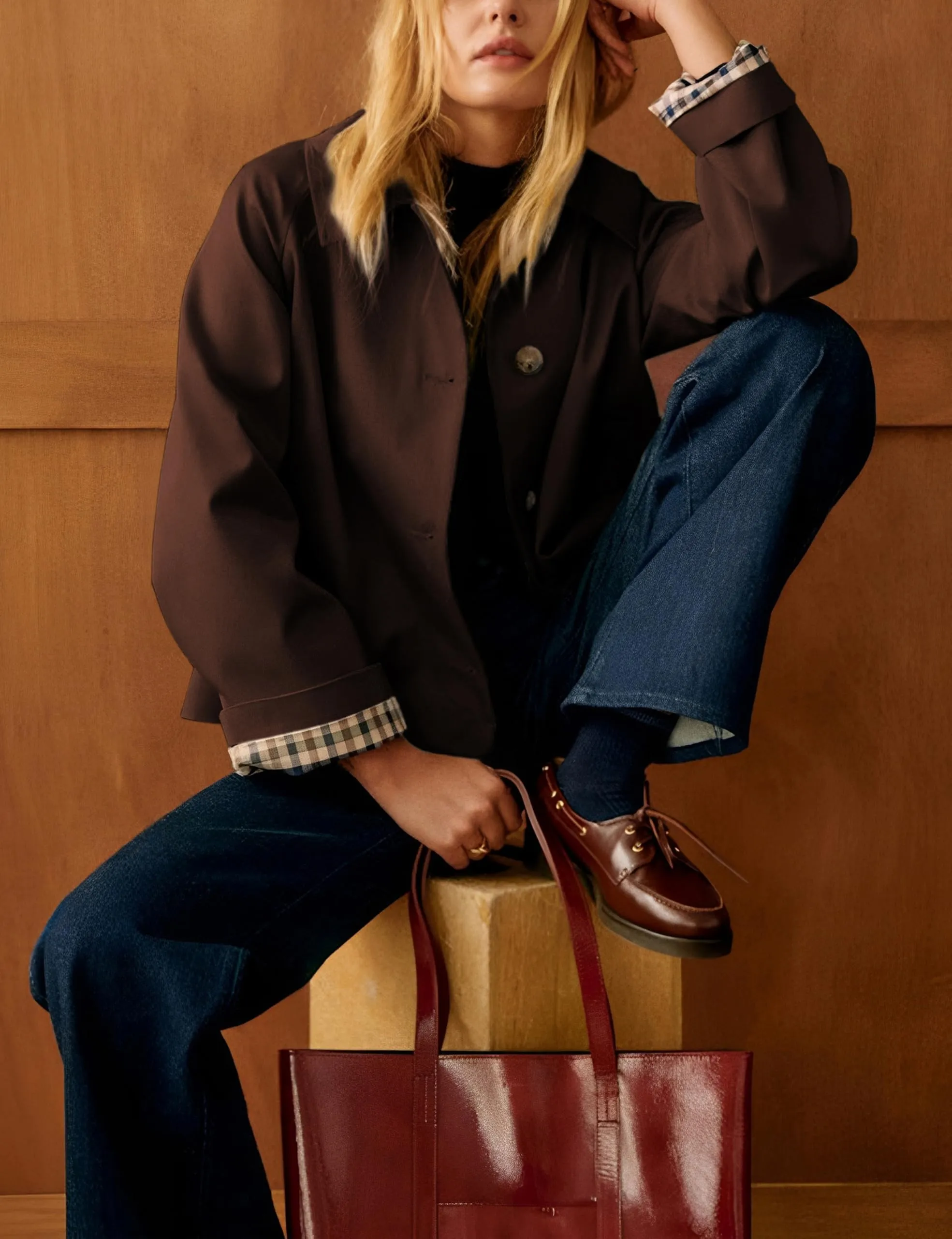 Dqbeng Giacca corta da donna in stile trench, Marrone, XS - immagine 4