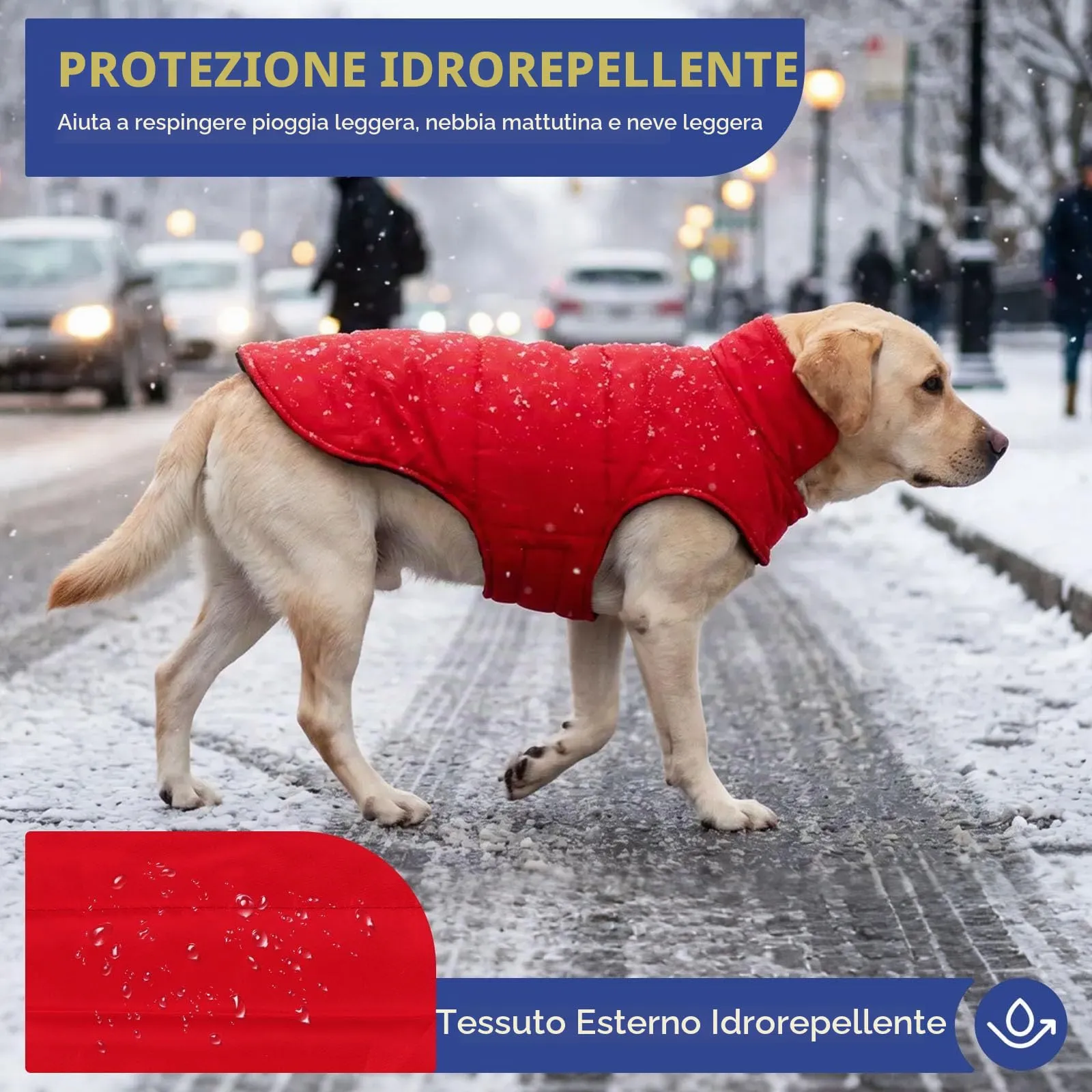 ASENKU Cappotto Cane Impermeabile Invernale Reversibile Antivento con Fodera in Lana, 2XL - immagine 4