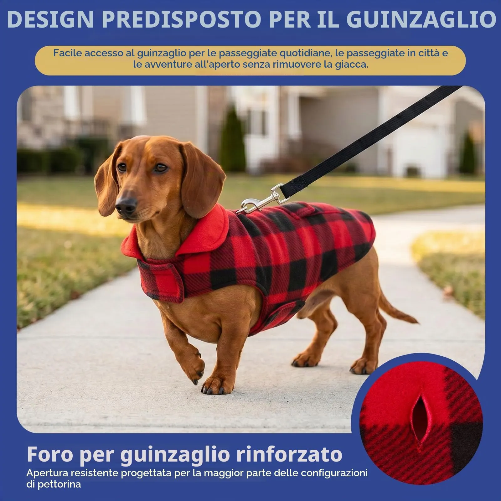 ASENKU Cappotto Cane Impermeabile Invernale Reversibile, Taglia S, Rosso - immagine 3
