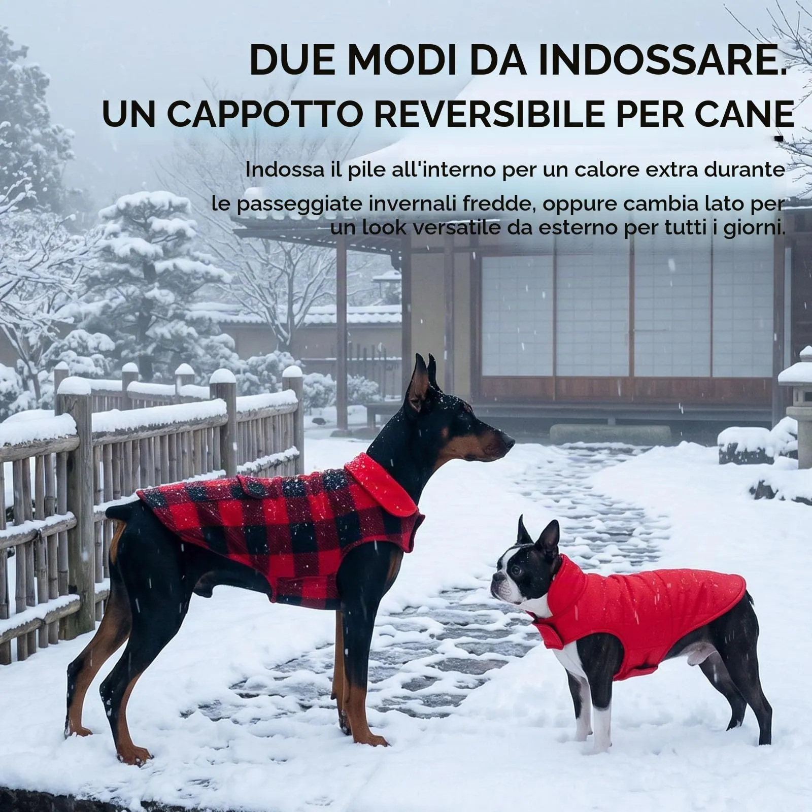 ASENKU Cappotto Cane Impermeabile Invernale Reversibile, Taglia S, Rosso - immagine 8
