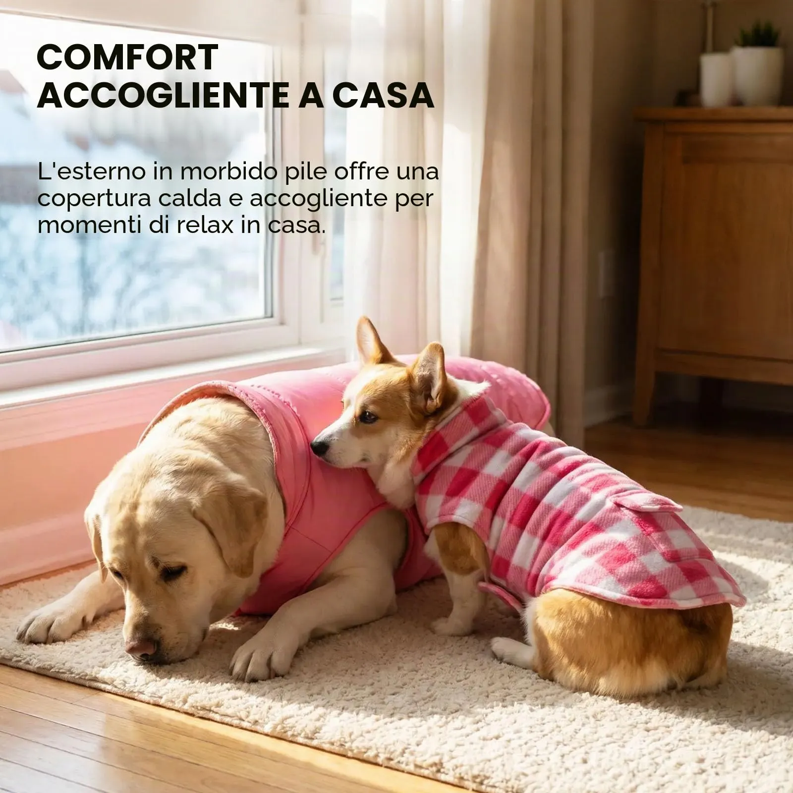 ASENKU Cappotto Cane Impermeabile Invernale Reversibile con Fodera in Lana, XL, Rosa - immagine 7