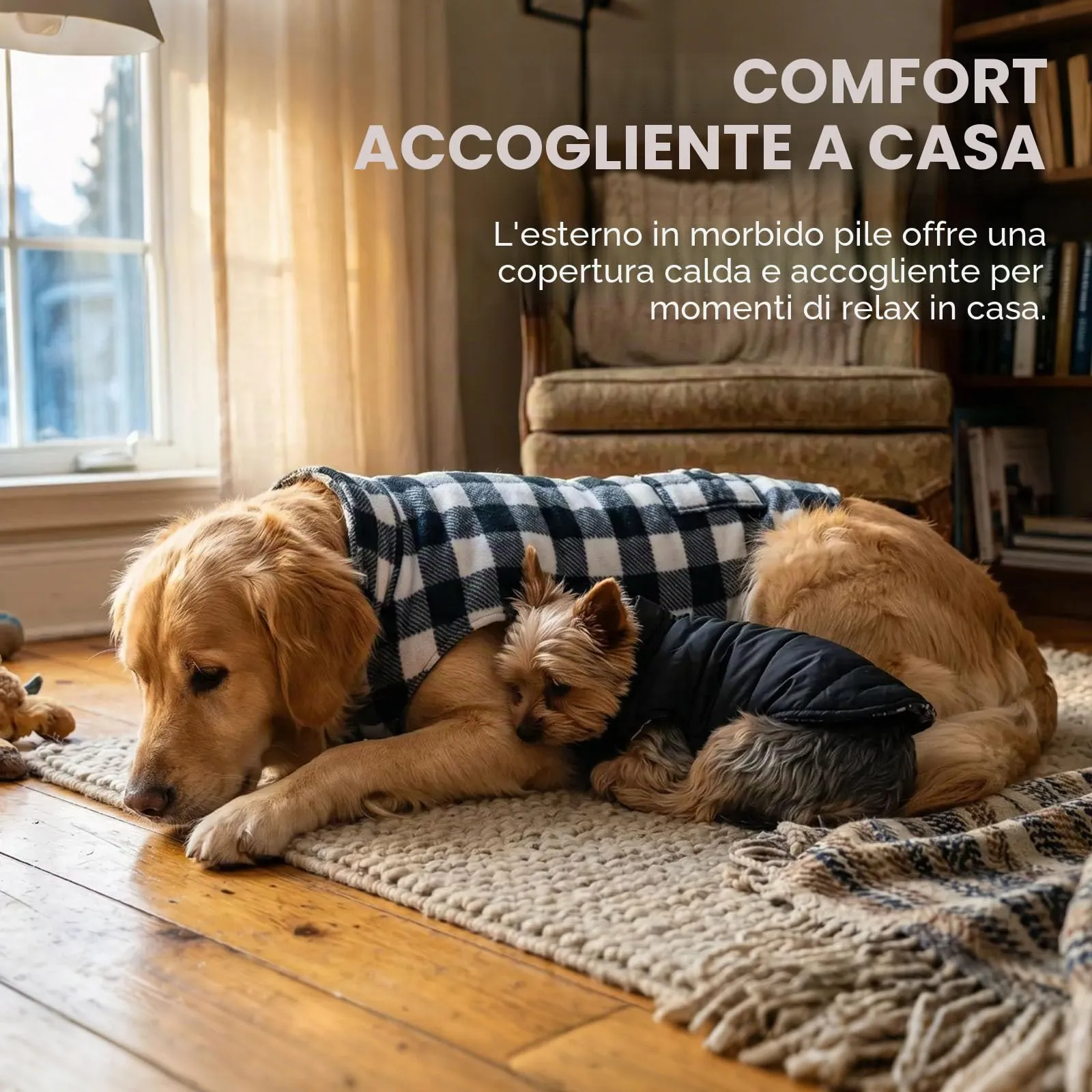 ASENKU Cappotto per Cani Impermeabile e Reversibile Invernale, Giacca Antivento con Fodera in Lana, XL, Bianco - immagine 7