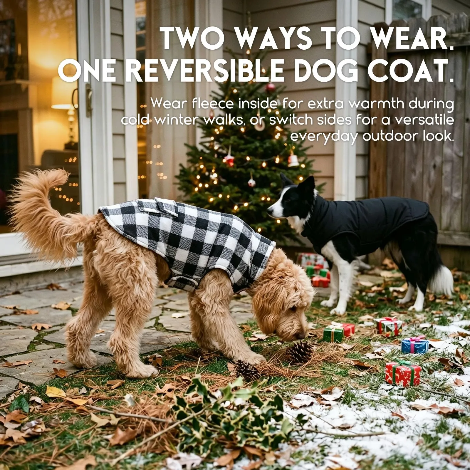 ASENKU Cappotto Cane Impermeabile Invernale Reversibile, Taglia S, Bianco - immagine 8
