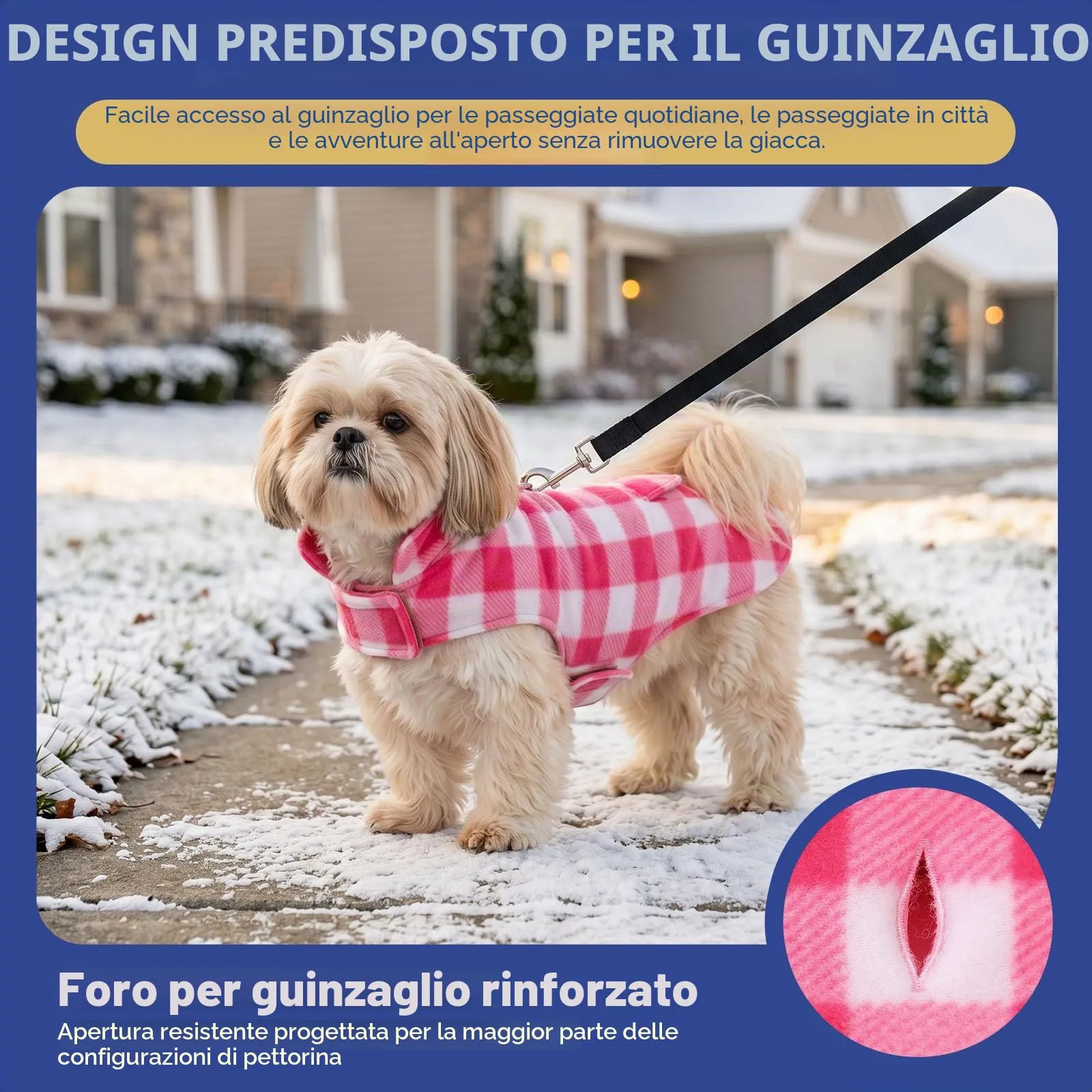 ASENKU Cappotto Cane Impermeabile Invernale Reversibile, Taglia M, Rosa - immagine 3