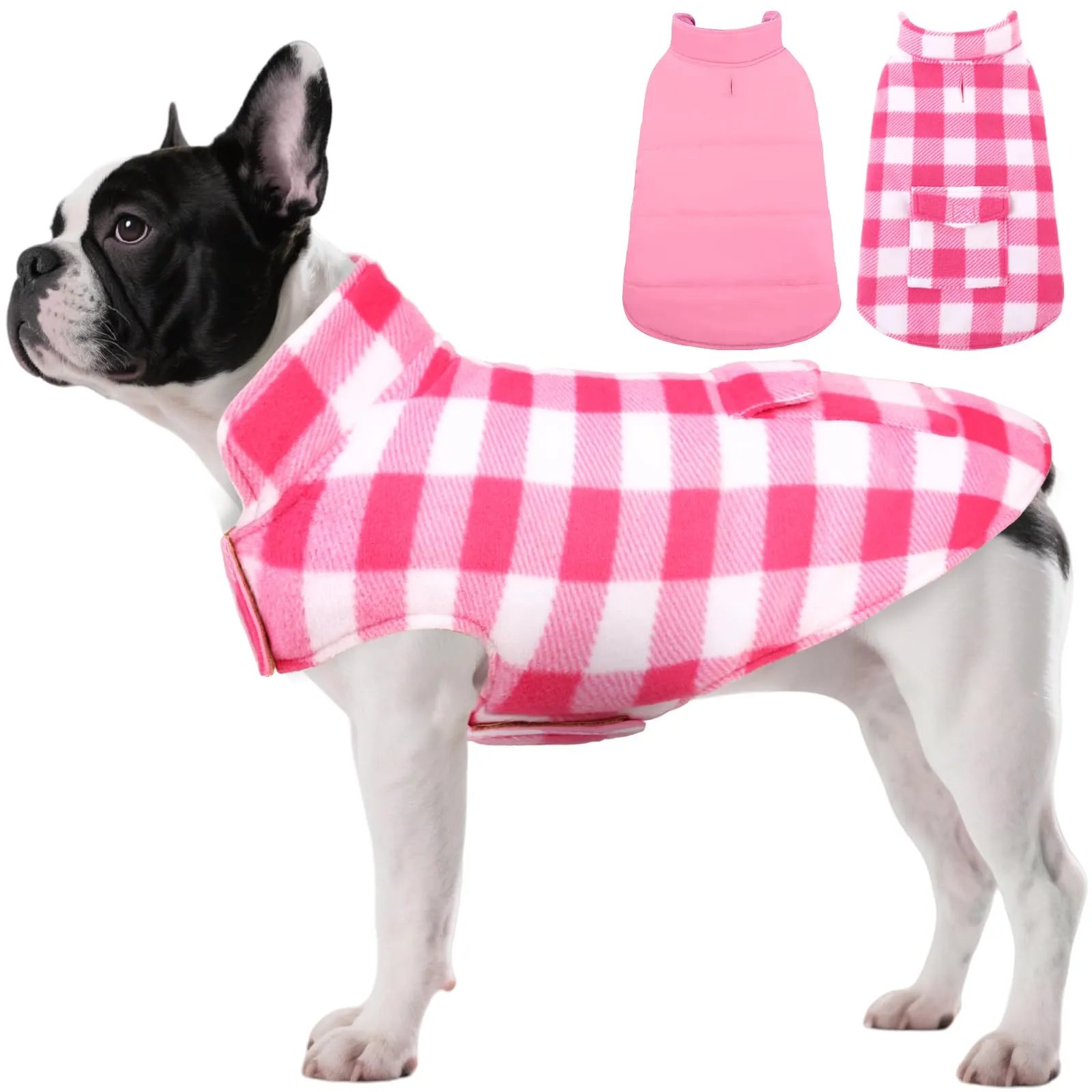 ASENKU Cappotto Cane Impermeabile Invernale Reversibile Antivento, Taglia S, Rosa - immagine 1