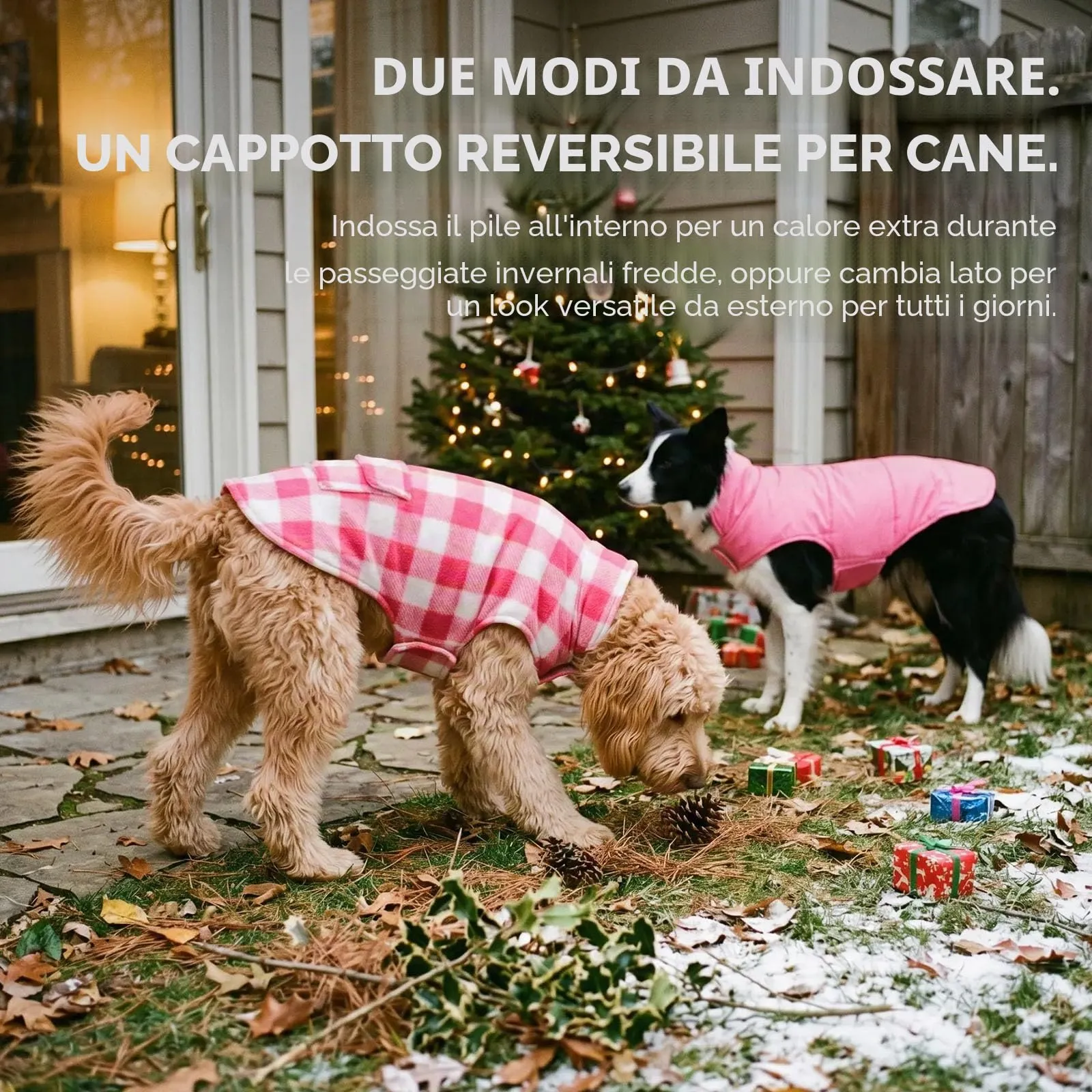 ASENKU Cappotto Cane Impermeabile Invernale Reversibile Antivento, Taglia S, Rosa - immagine 8
