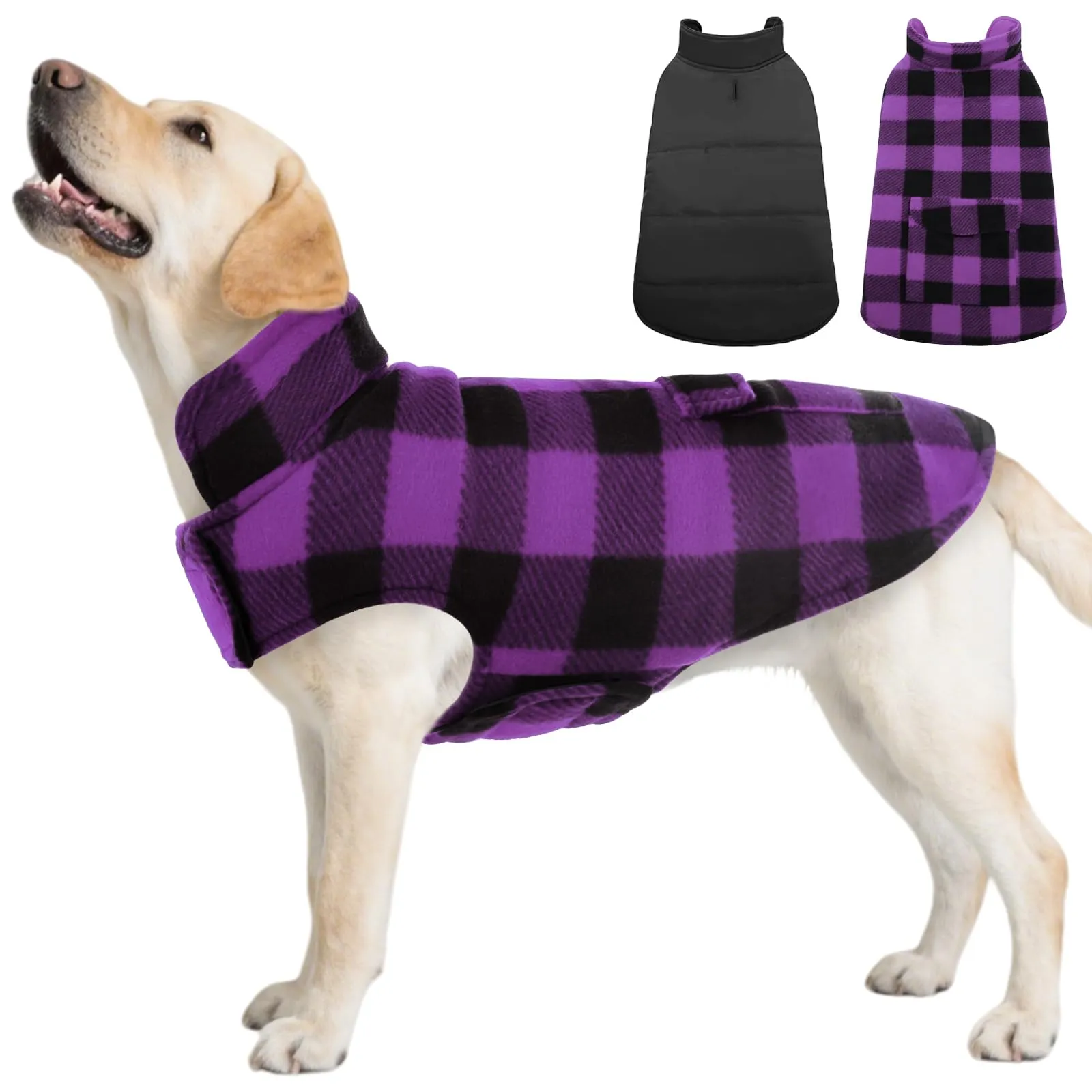 ASENKU Cappotto Invernale per Cani a Quadretti Reversibile e Impermeabile - immagine 1