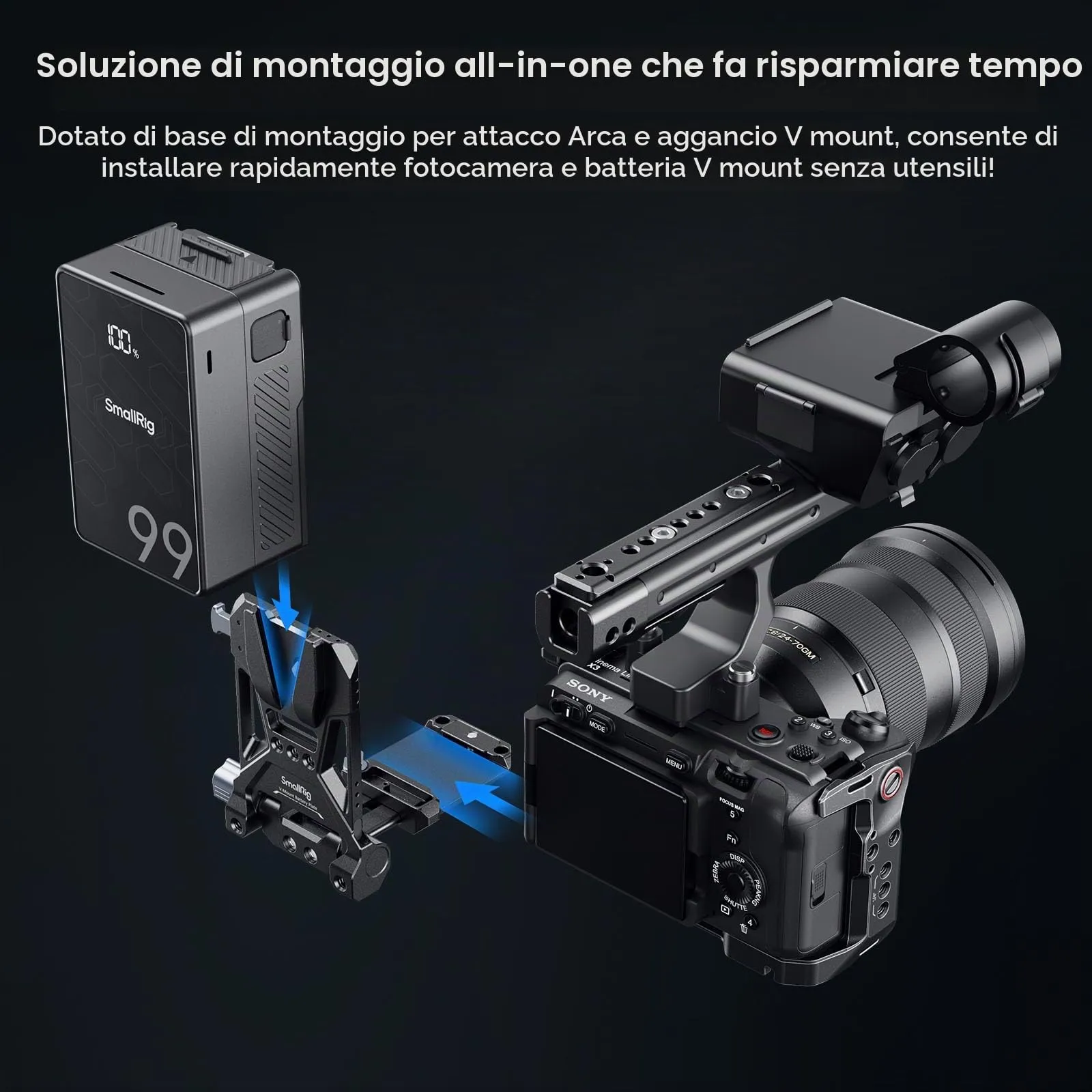 SmallRig V-Mount Battery Plate with Dual Arca-Swiss Quick Release Plates, Compact Foldable L-Shape for DSLR, Gimbal and Tripods - 4064B - immagine 2