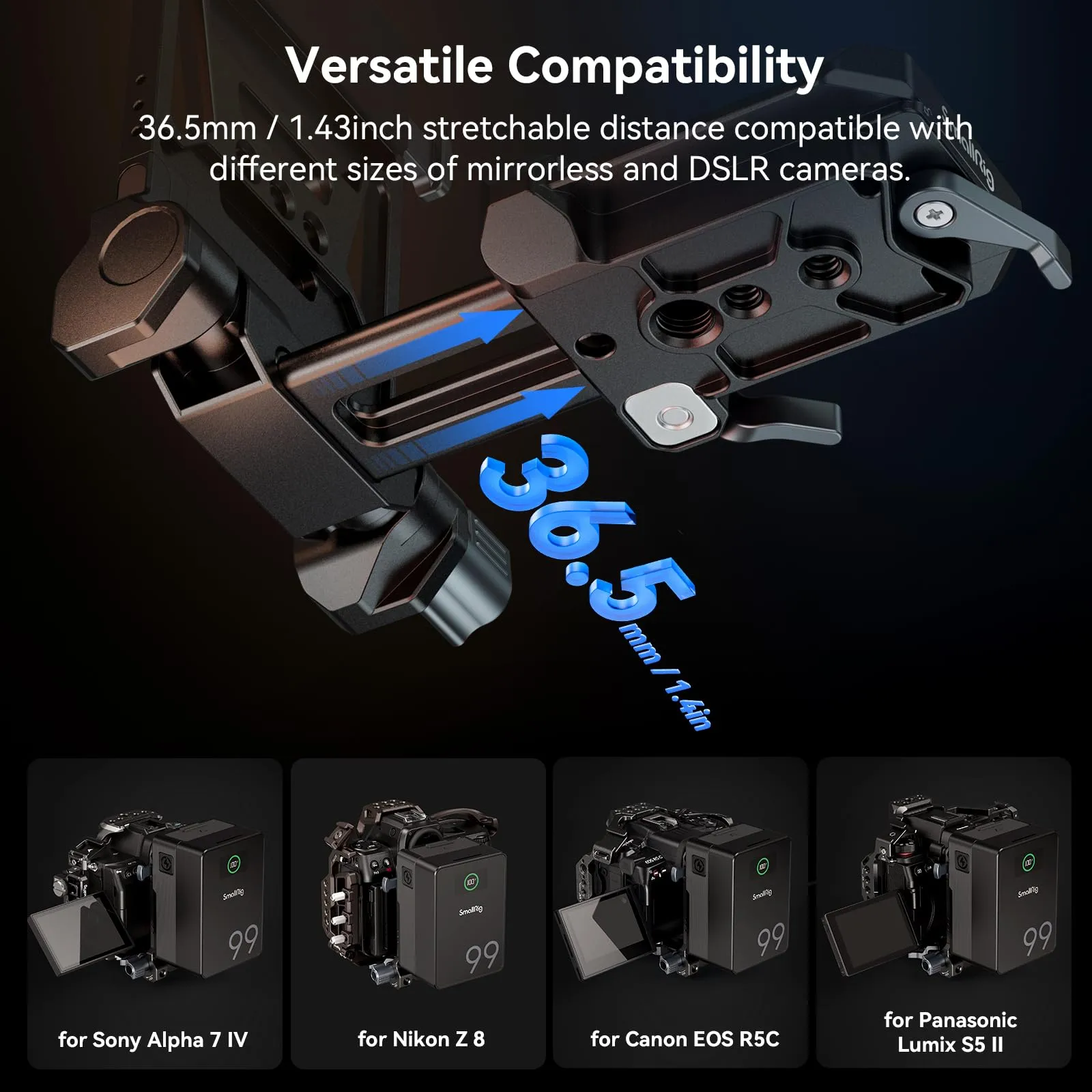 SmallRig V-Mount Battery Plate with Dual Arca-Swiss Quick Release Plate, Compact Foldable L-Shape for DSLR, Gimbal and Tripod - 4063B - immagine 3