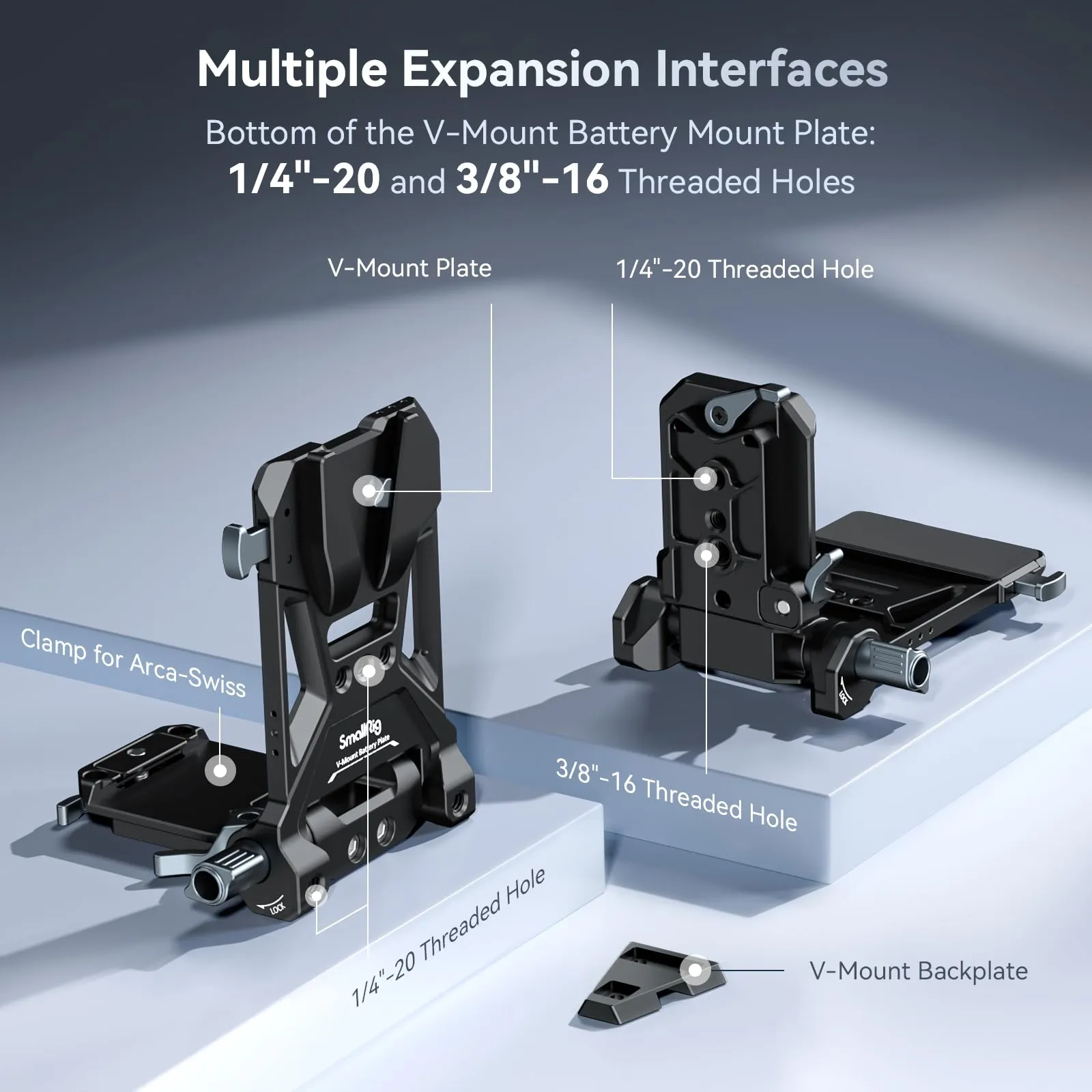 SmallRig V-Mount Battery Plate, L-Shape Foldable Mounting Plate for DSLR, Gimbal and Tripod - 4505B - immagine 5