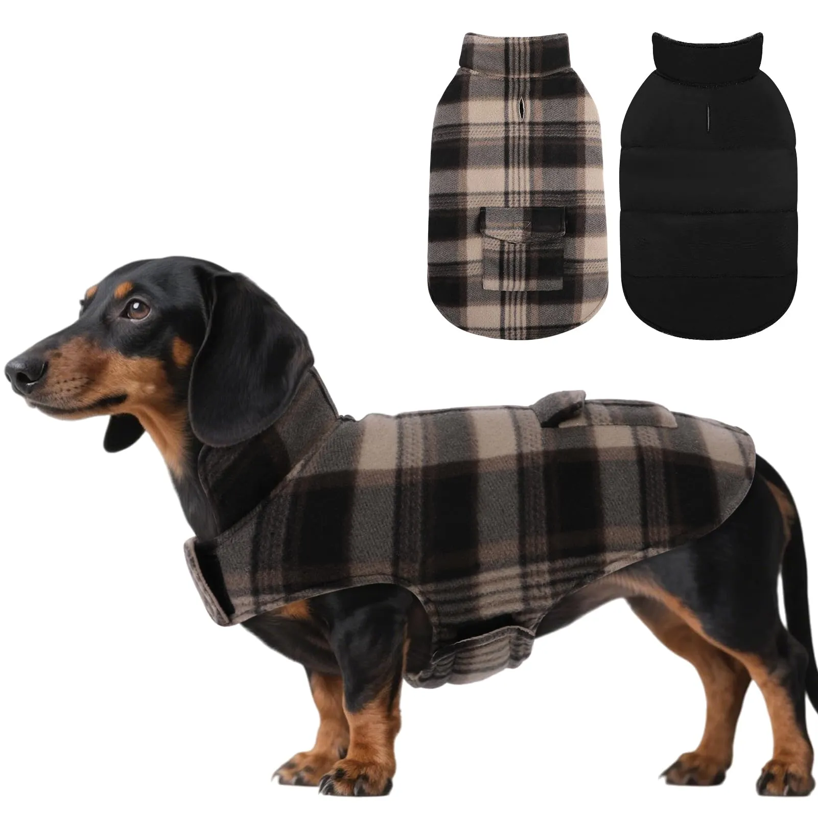 ASENKU Cappotto Cane Impermeabile Invernale Reversibile, Giacca e Gilet con Fodera in Lana, Taglia Small - immagine 1