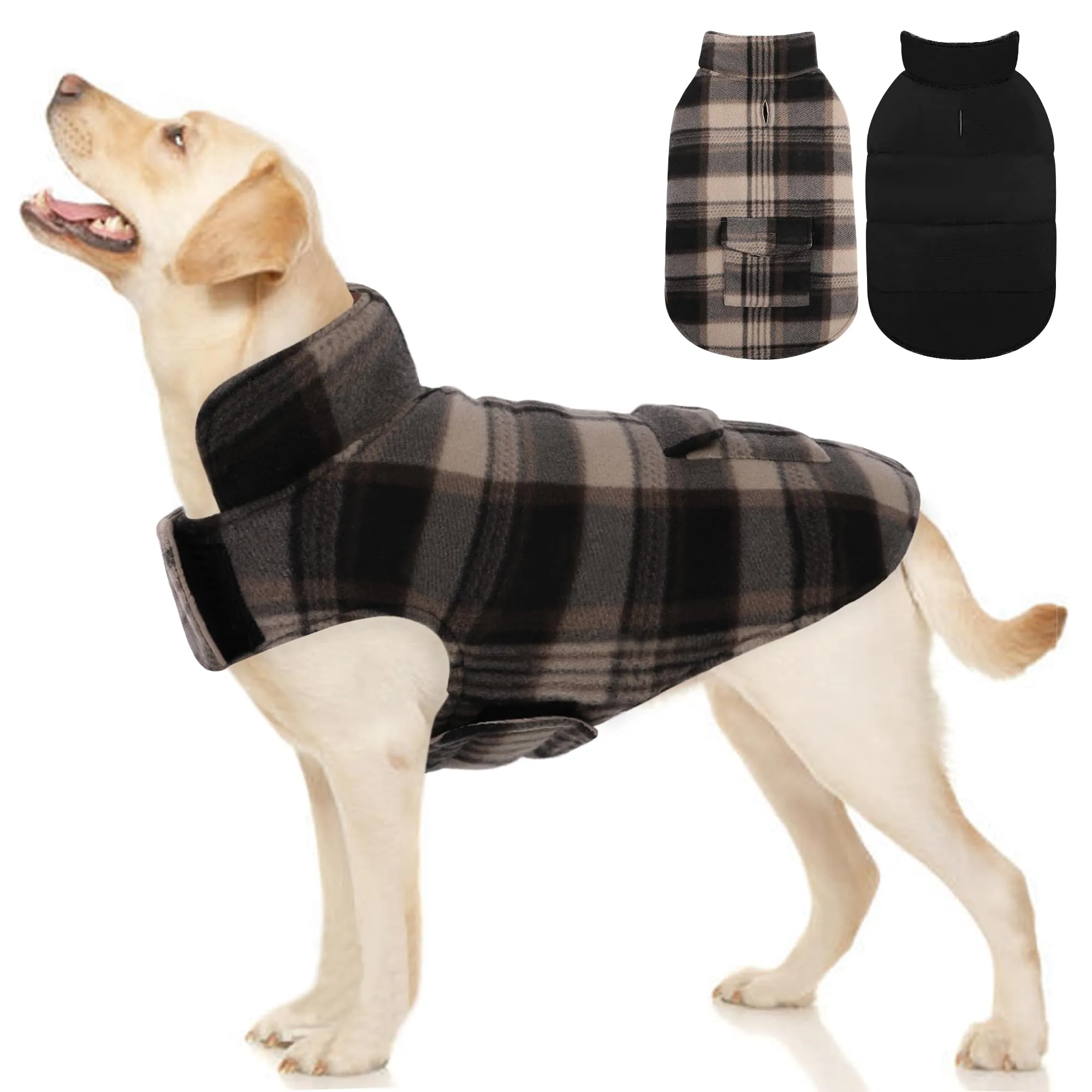 ASENKU Cappotto Cane Impermeabile Invernale Reversibile Antivento con Fodera in Lana, XL - immagine 1