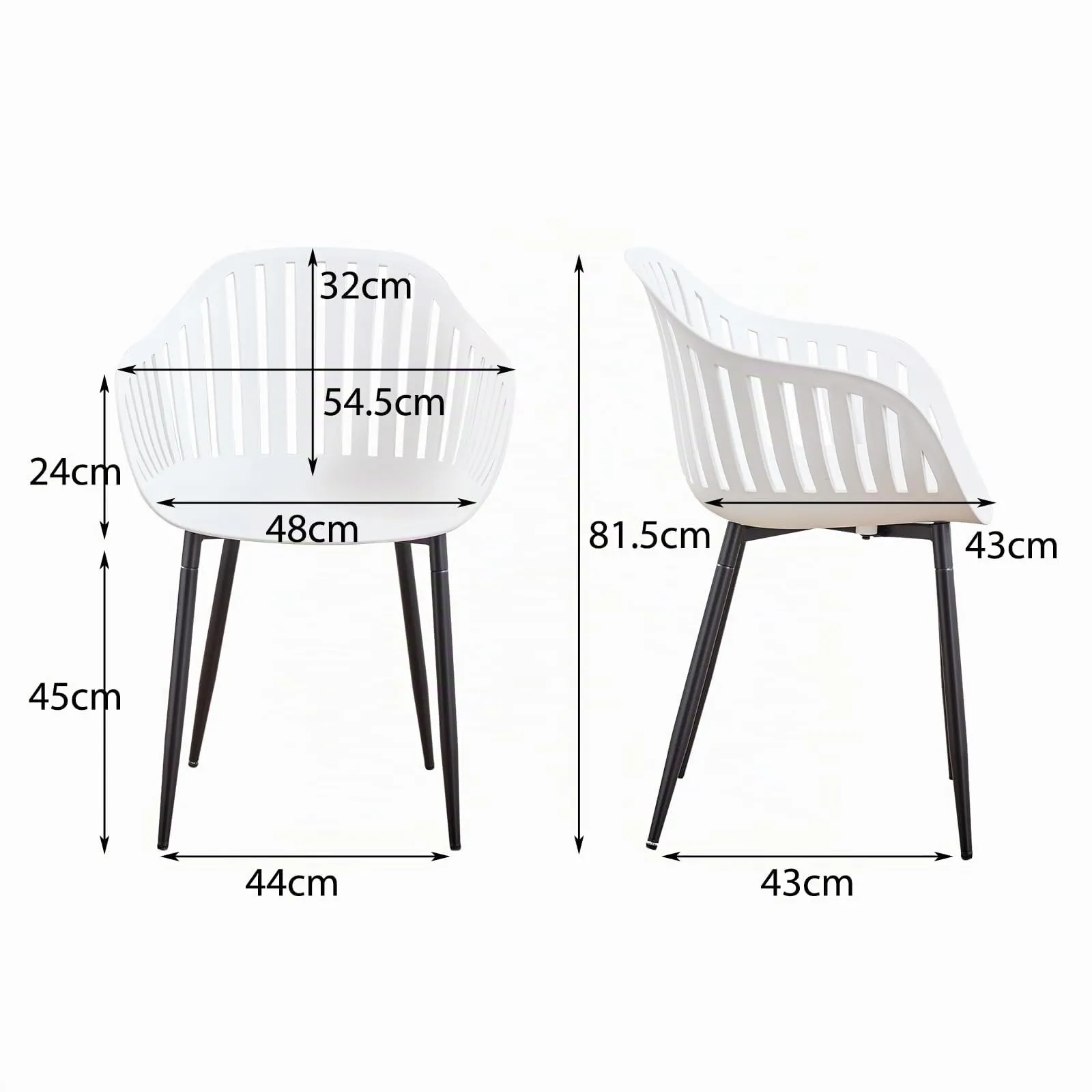 GrandCA HOME Set di 8 Sedie da Pranzo Moderne con Braccioli e Gambe in Metallo Nero - Bianco - immagine 3