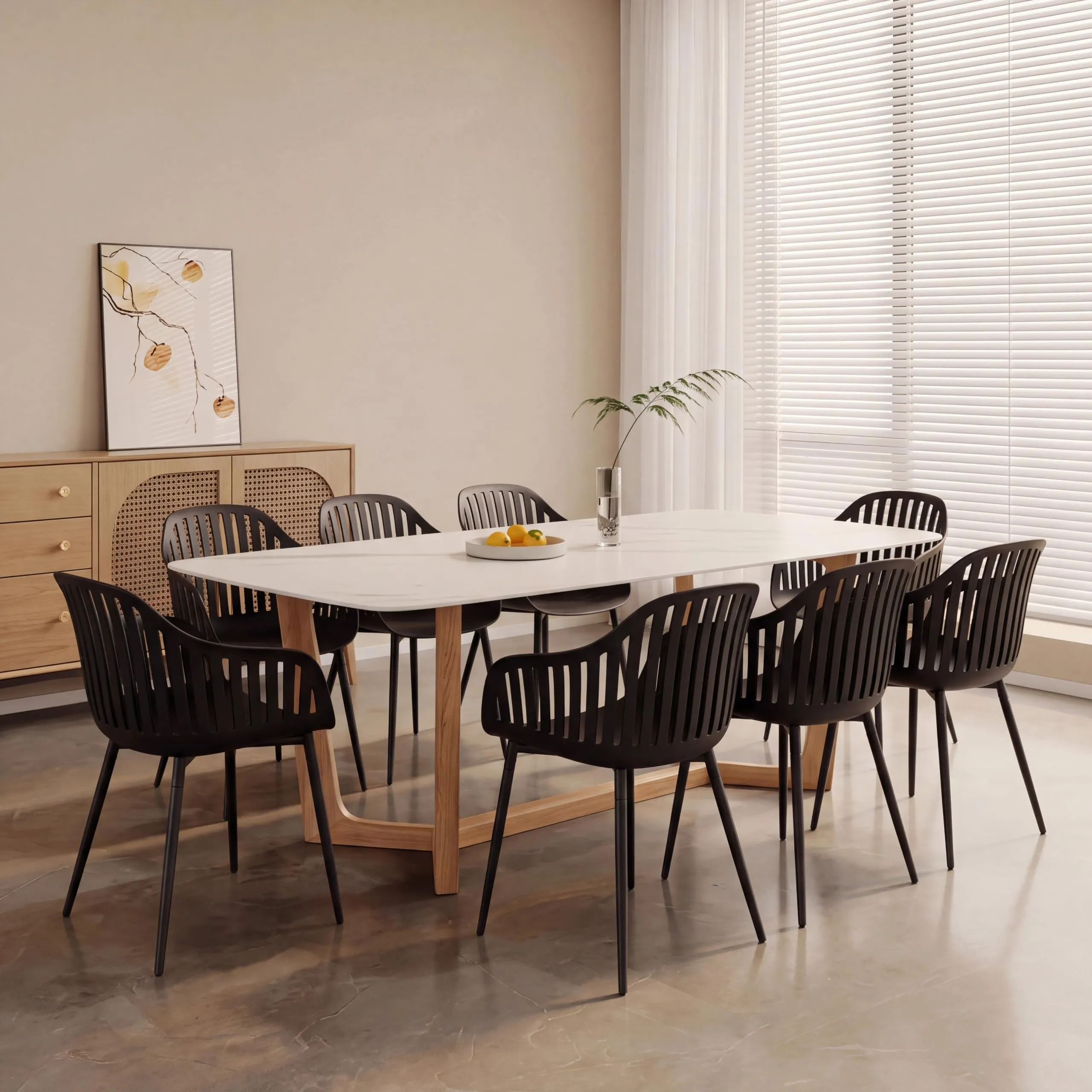 GrandCA HOME Set di 8 Sedie da Pranzo Moderne con Braccioli e Gambe in Metallo, Nero - immagine 1