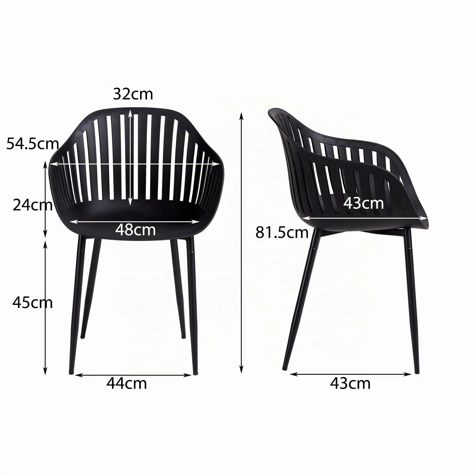 GrandCA HOME Set di 8 Sedie da Pranzo Moderne con Braccioli e Gambe in Metallo, Nero - immagine 3