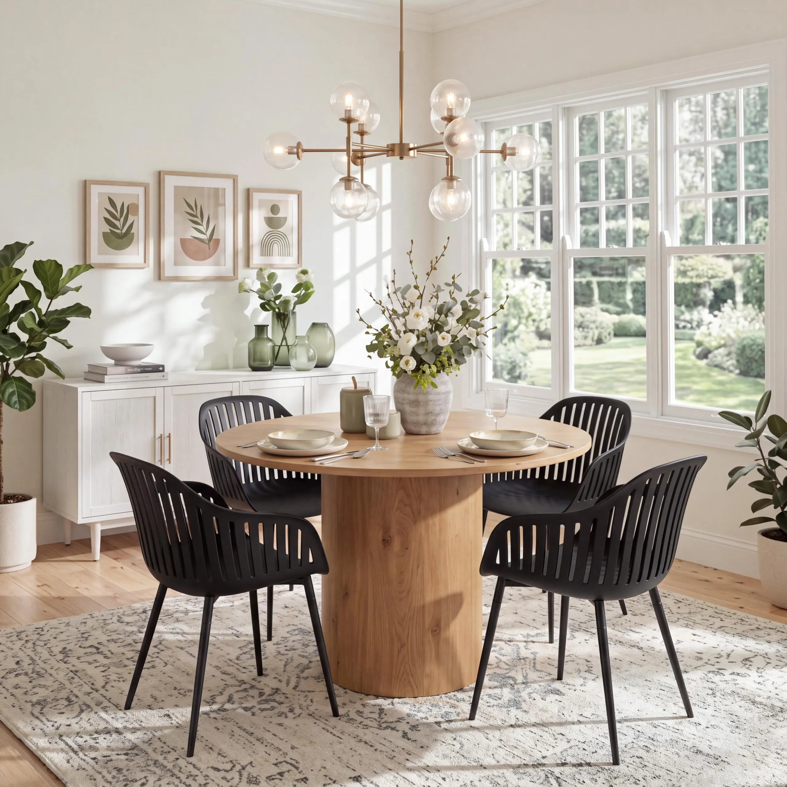 GrandCA HOME Set di 4 Sedie da Pranzo Moderne con Braccioli, Schienale Verticale e Gambe in Metallo - Nero - immagine 1