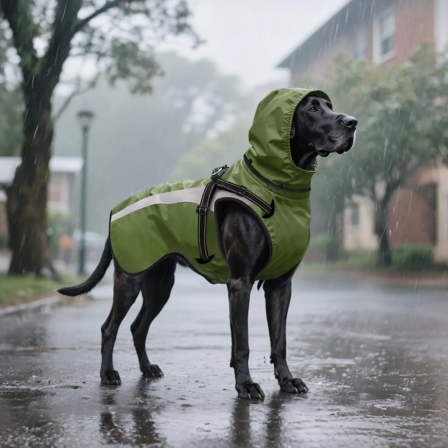 Oslueidy Impermeabile per Cani con Cappuccio Rimovibile, Verde, L - immagine 8