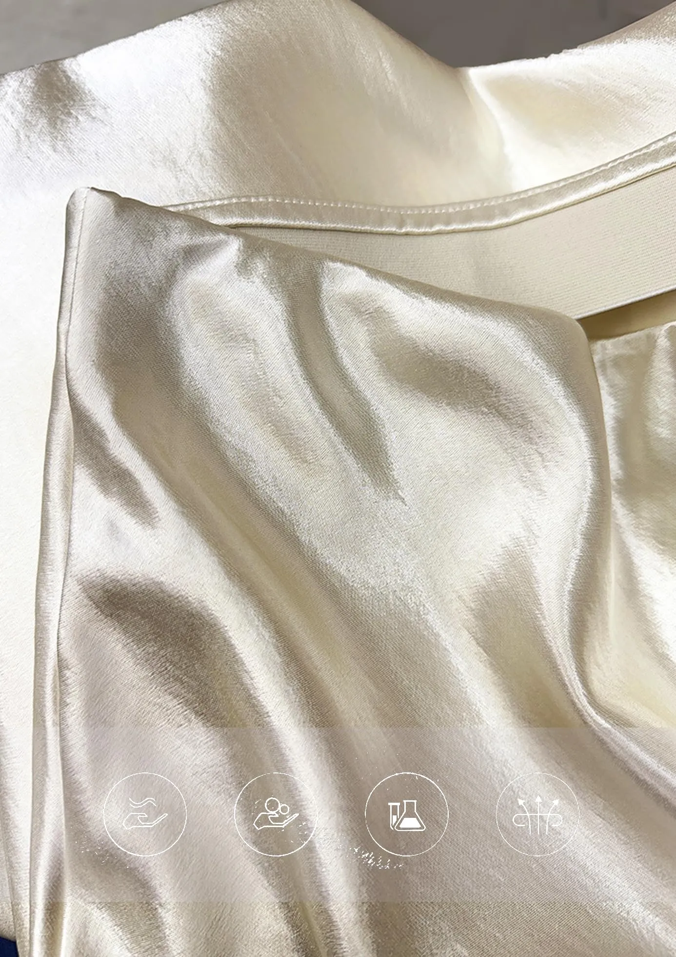 Vossmi Donna Gonna Lunga Vita Alta Satinata Svasata Champagne, S - immagine 5