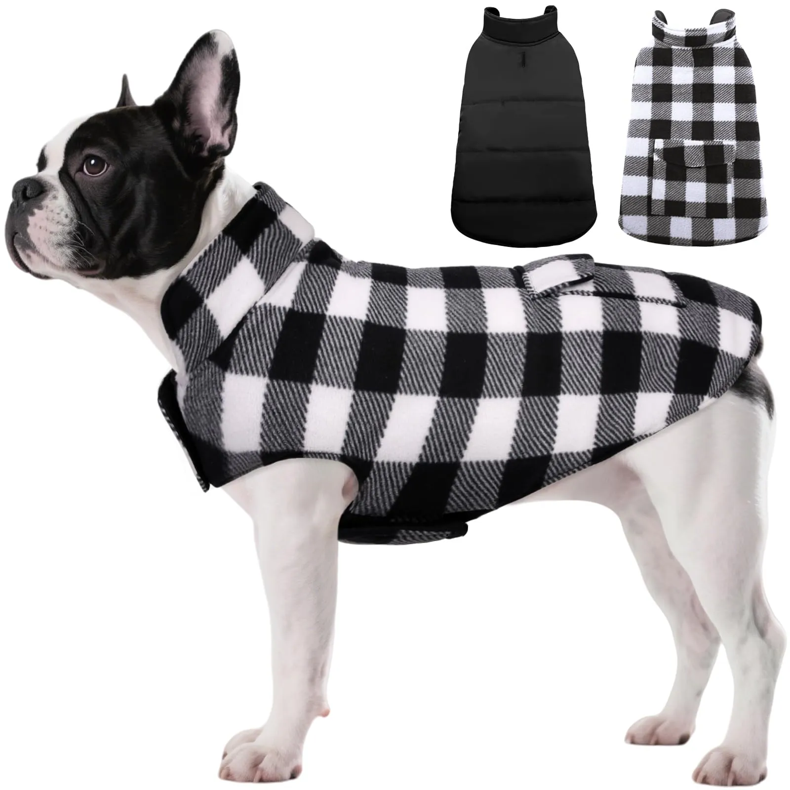 ASENKU Cappotto Cane Impermeabile Invernale Reversibile, Giacca e Gilet con Fodera in Lana, Taglia XS, Bianco - immagine 1