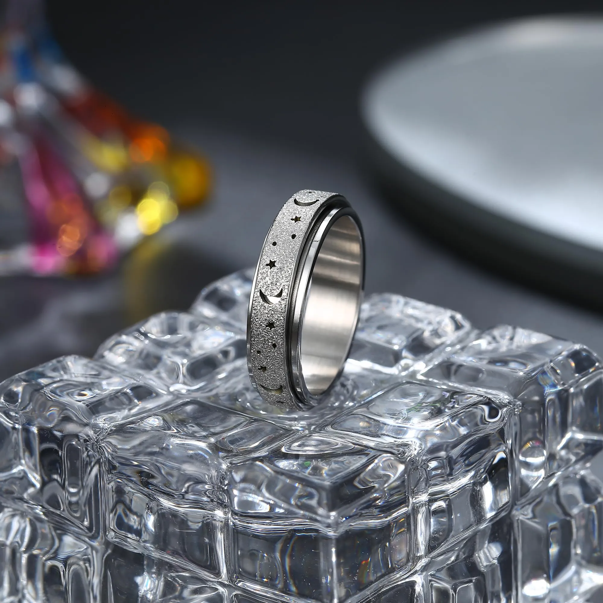 Diamday Luna Stella Spinner Fidget Ring in Stainless Steel - immagine 7