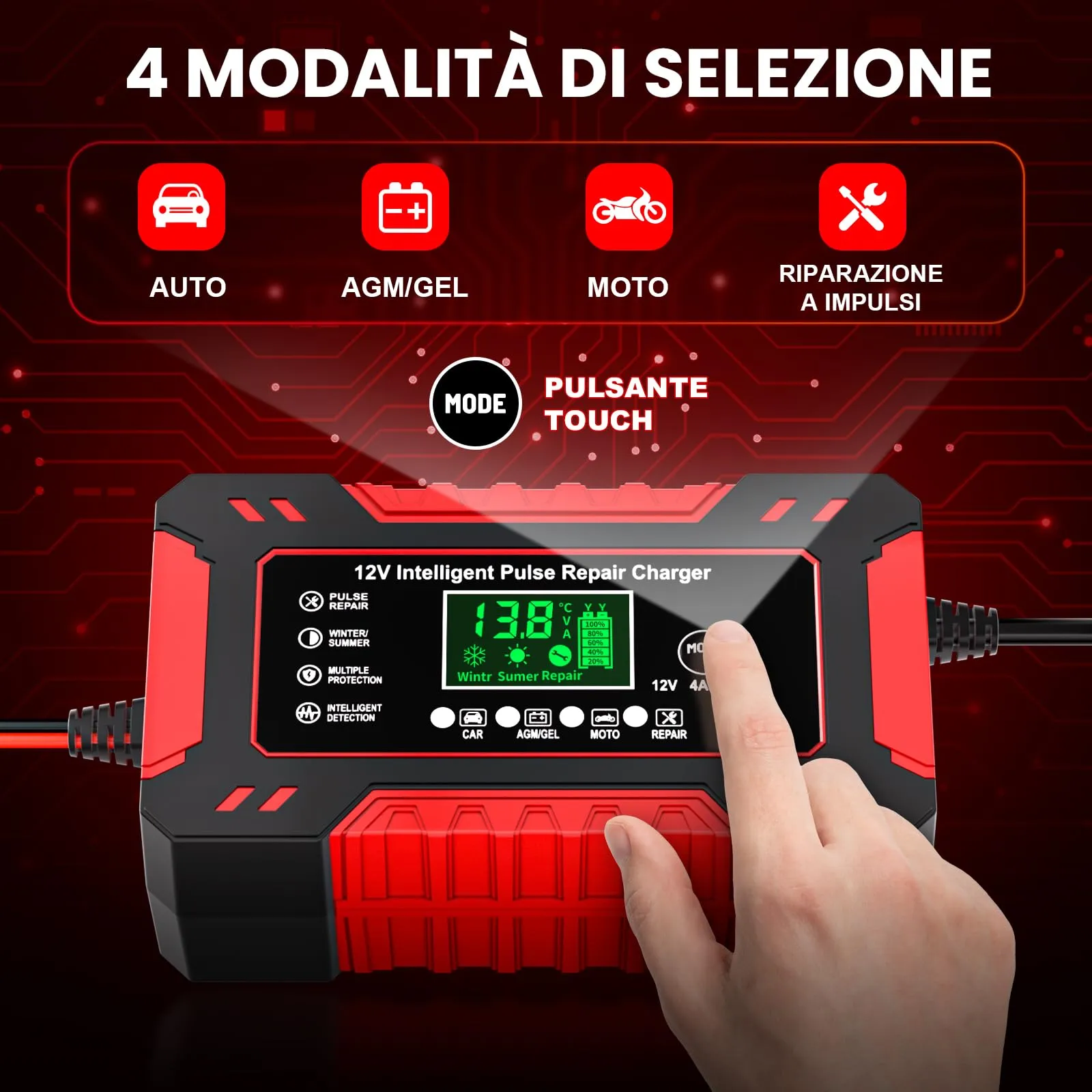 YDBAO Caricabatterie Auto e Moto 12V 6A per batterie AGM GEL SLA WET - immagine 2