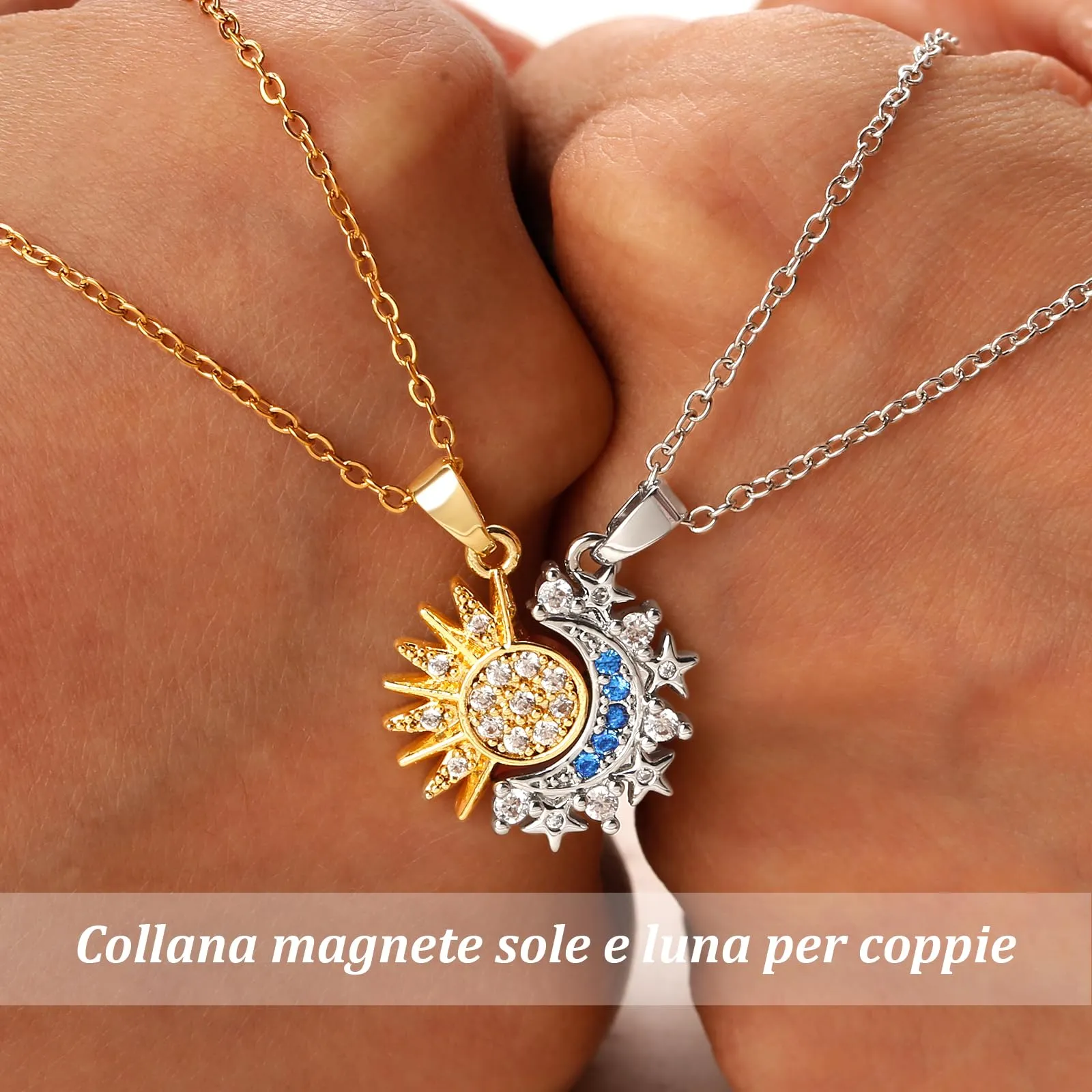 J.Fée Set 2 Collane Sole e Luna in Argento 925, Regolabili - immagine 6