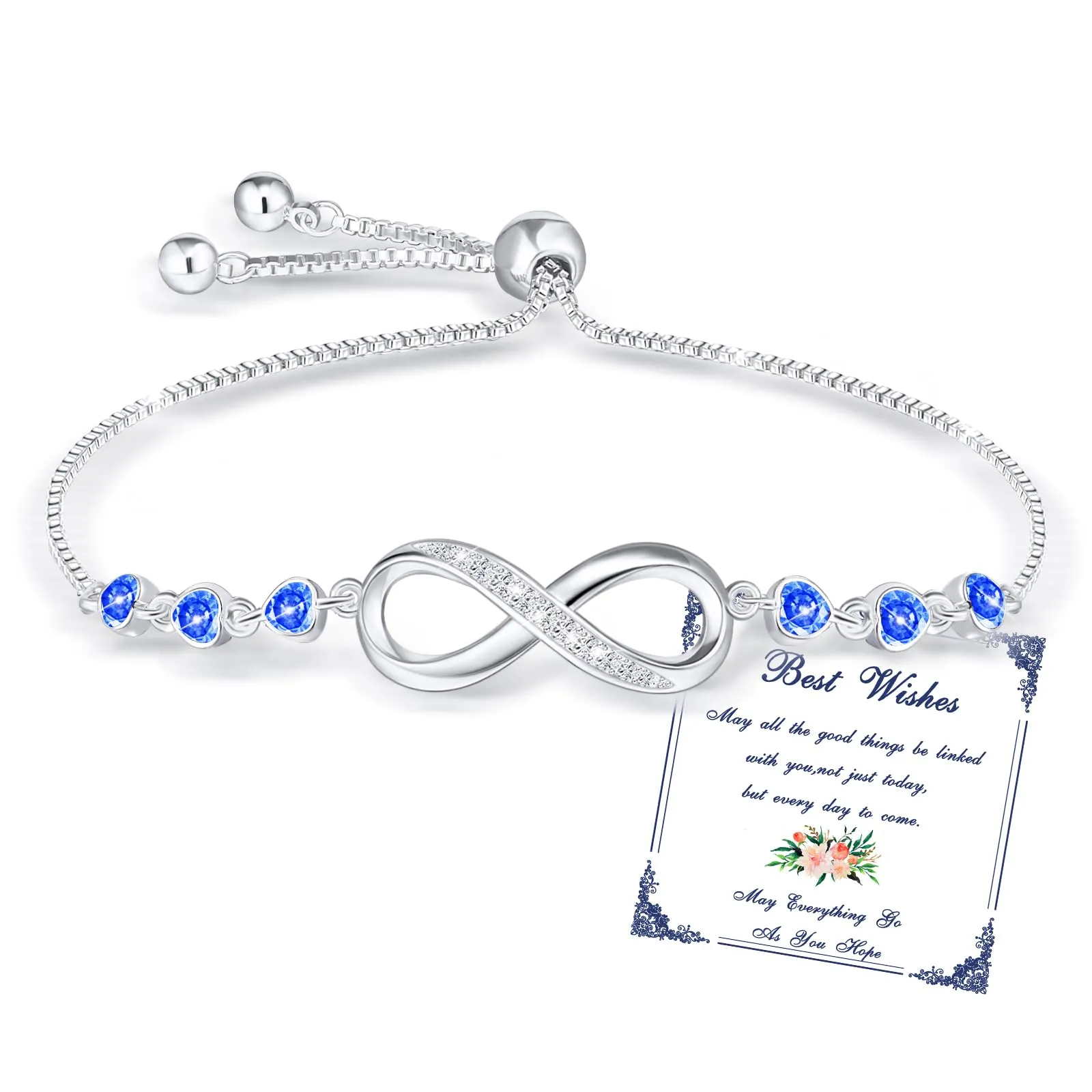 Esmoly Bracciale Donna Argento Infinito con Cuore e Zircone Regolabile (03) - immagine 1