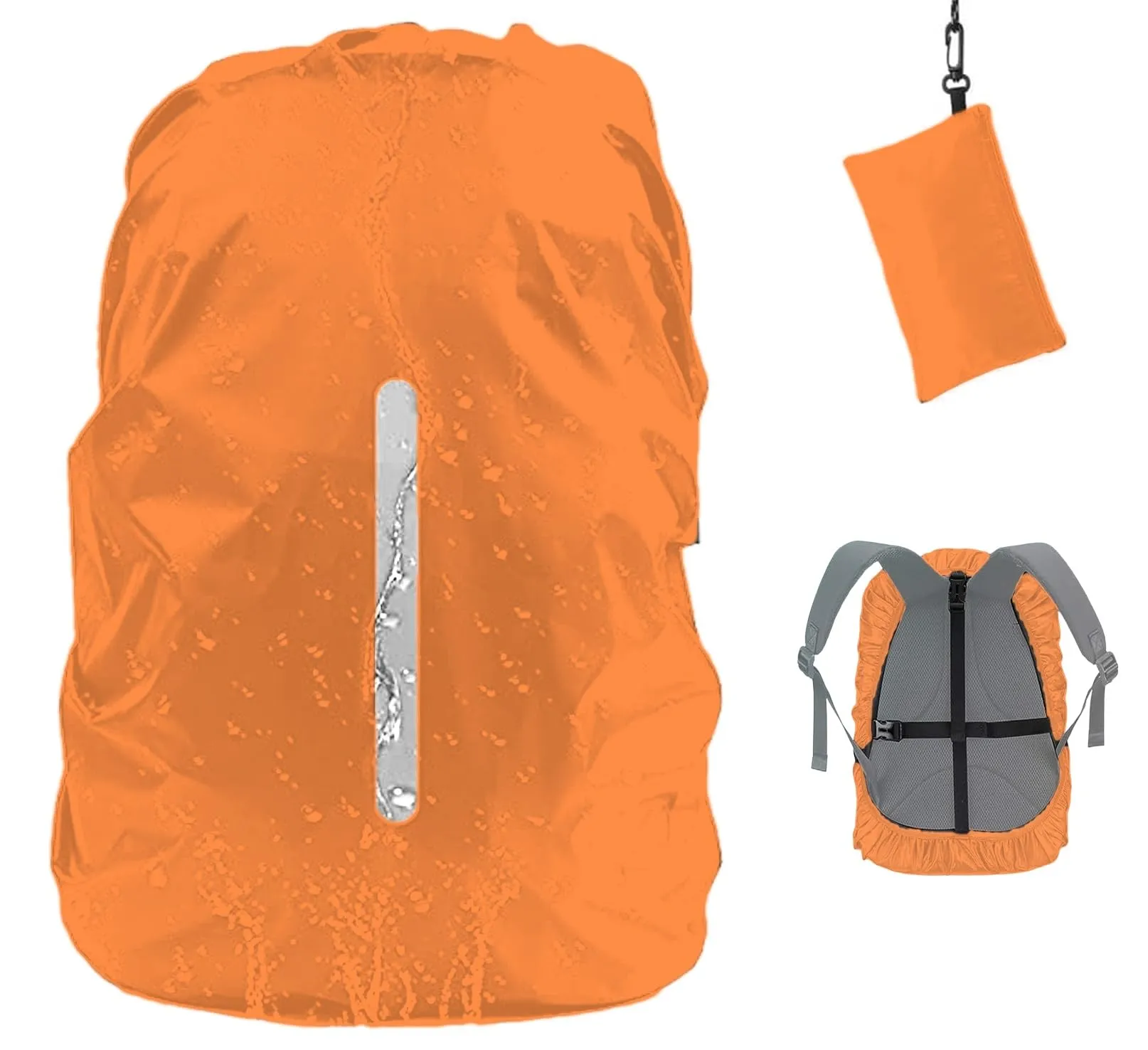 GUKOY Copertura antipioggia impermeabile per zaino con fibbia riflettente, Arancione, Taglia S (18-25L) - immagine 1