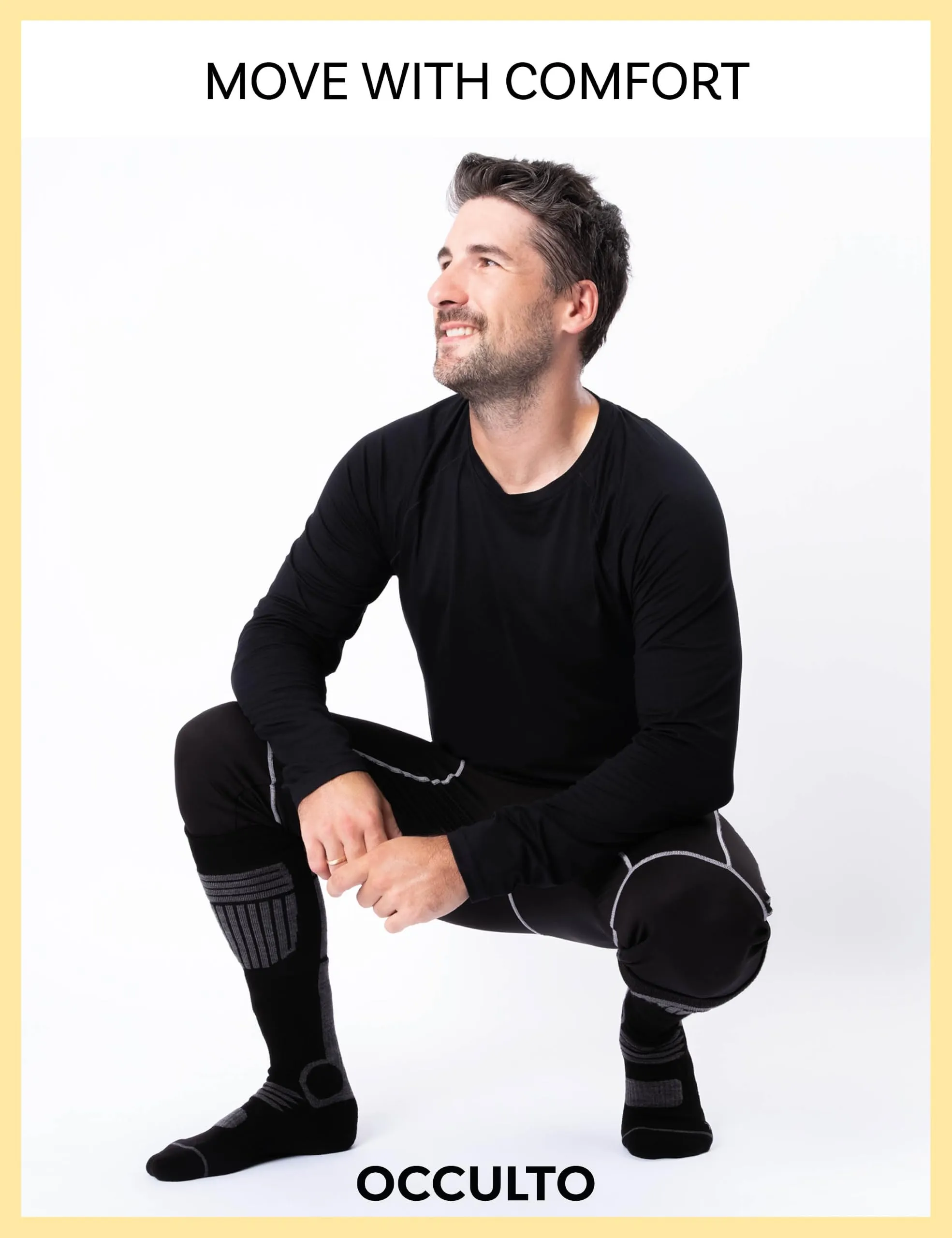 Occulto Calze da Sci Uomo Felix, 2 Paia Nero Giallo, 39-42 - immagine 6