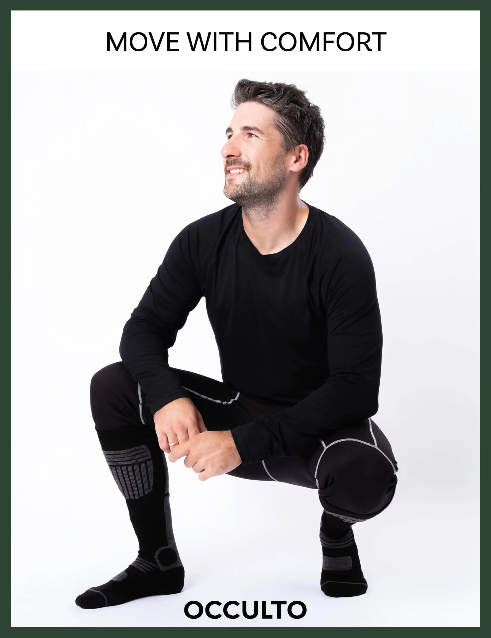 Occulto Calze da Sci Uomo Felix, 2 Paia Nero Verde, 39-42 - immagine 6