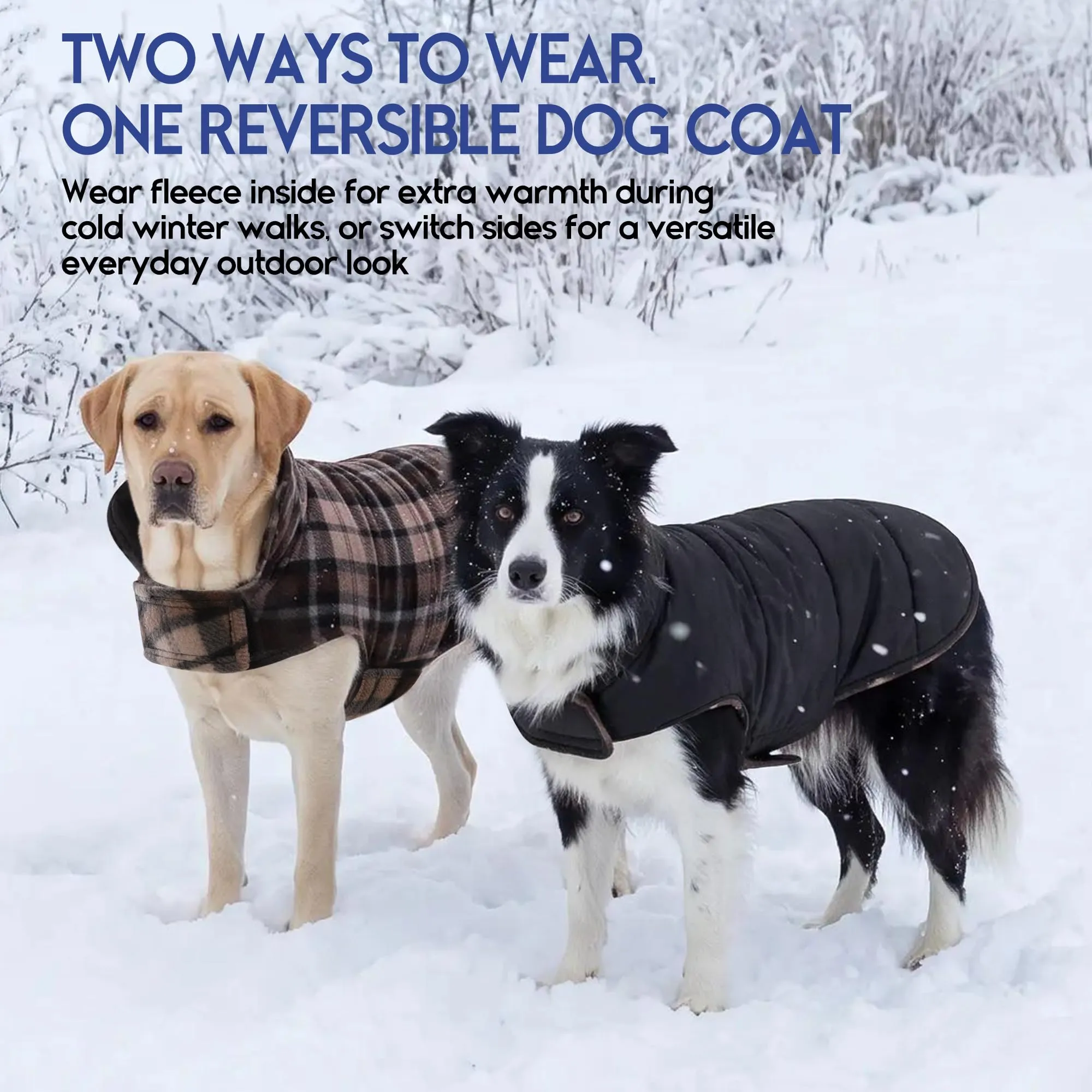 ASENKU Cappotto per Cane Impermeabile e Reversibile Invernale, Taglia Medium - immagine 8