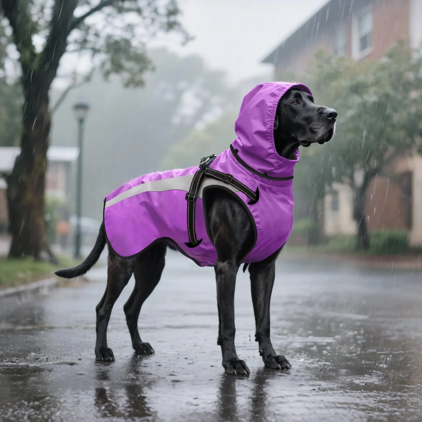 Oslueidy Impermeabile per Cani con Cappuccio Rimovibile, Violetta, L - immagine 8