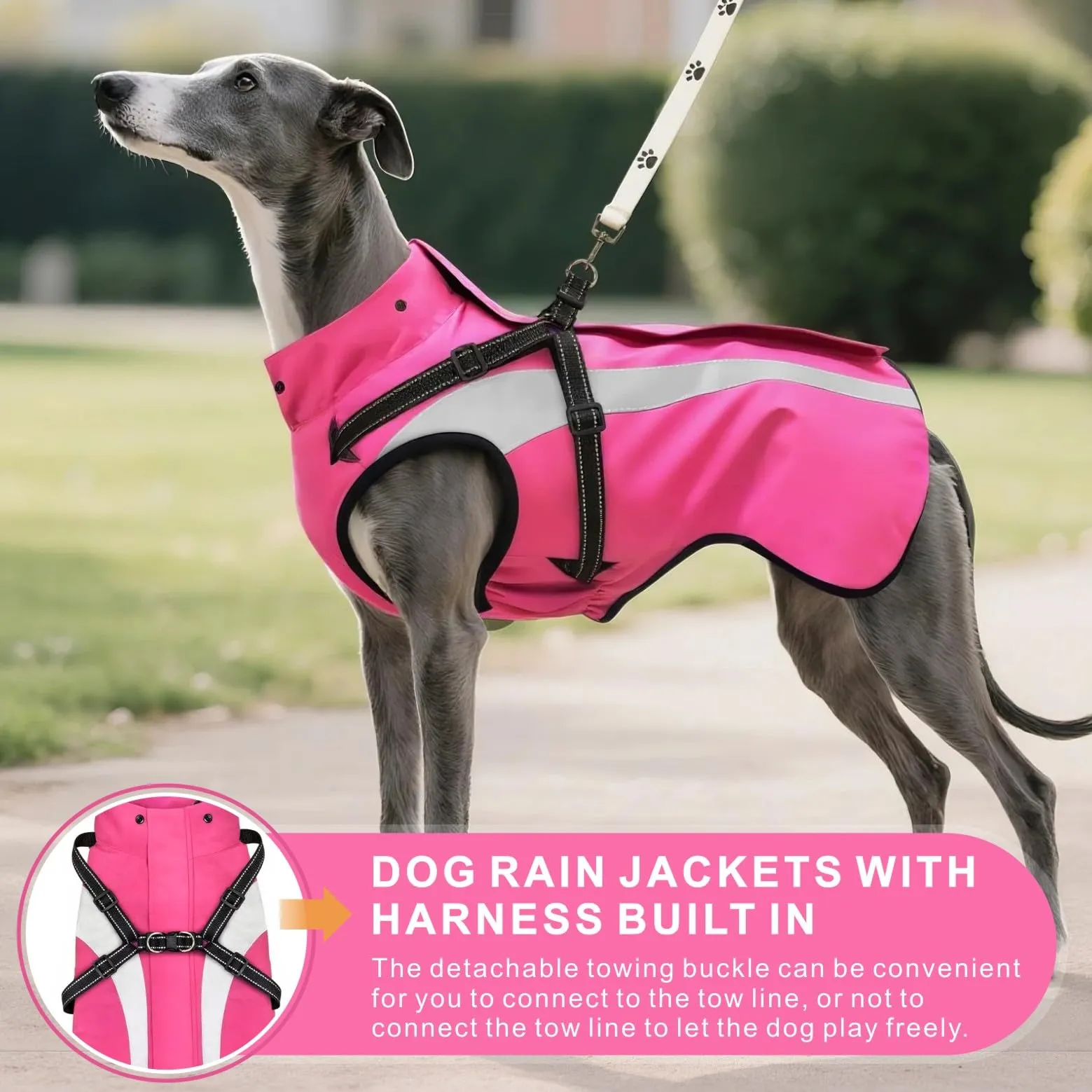 Oslueidy Impermeabile per Cani con Cappuccio Removibile, Rosa, S - immagine 5