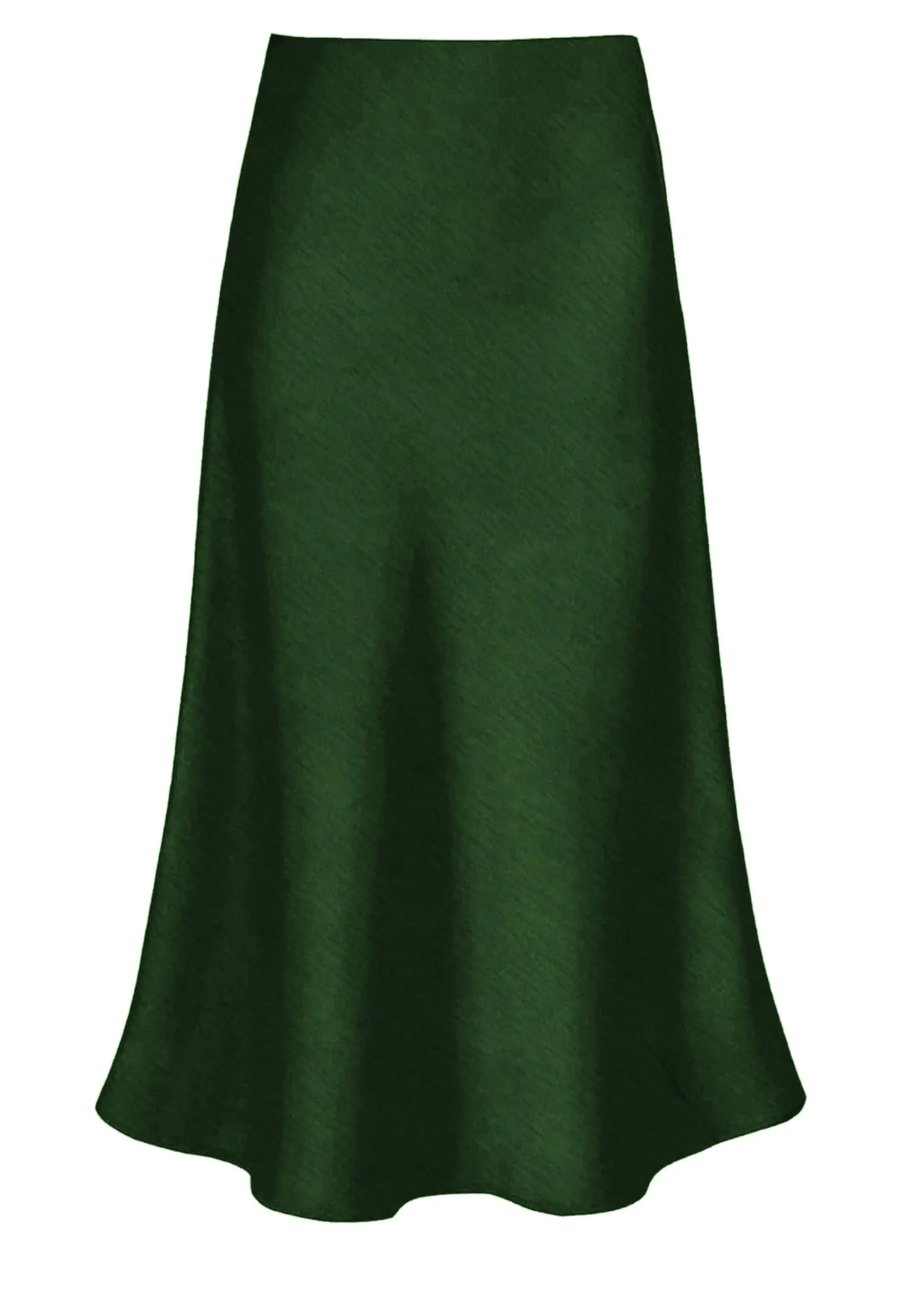 Vossmi Donna Gonna Lunga Vita Alta in Raso Svasata Verde, M - immagine 5