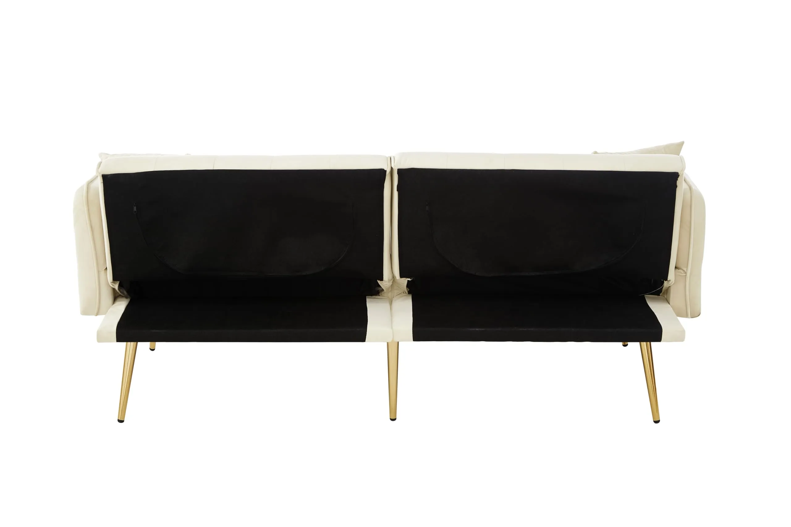 NADEUSAK Divano Letto 2 Posti in Velluto con Schienale Regolabile, Beige - immagine 9