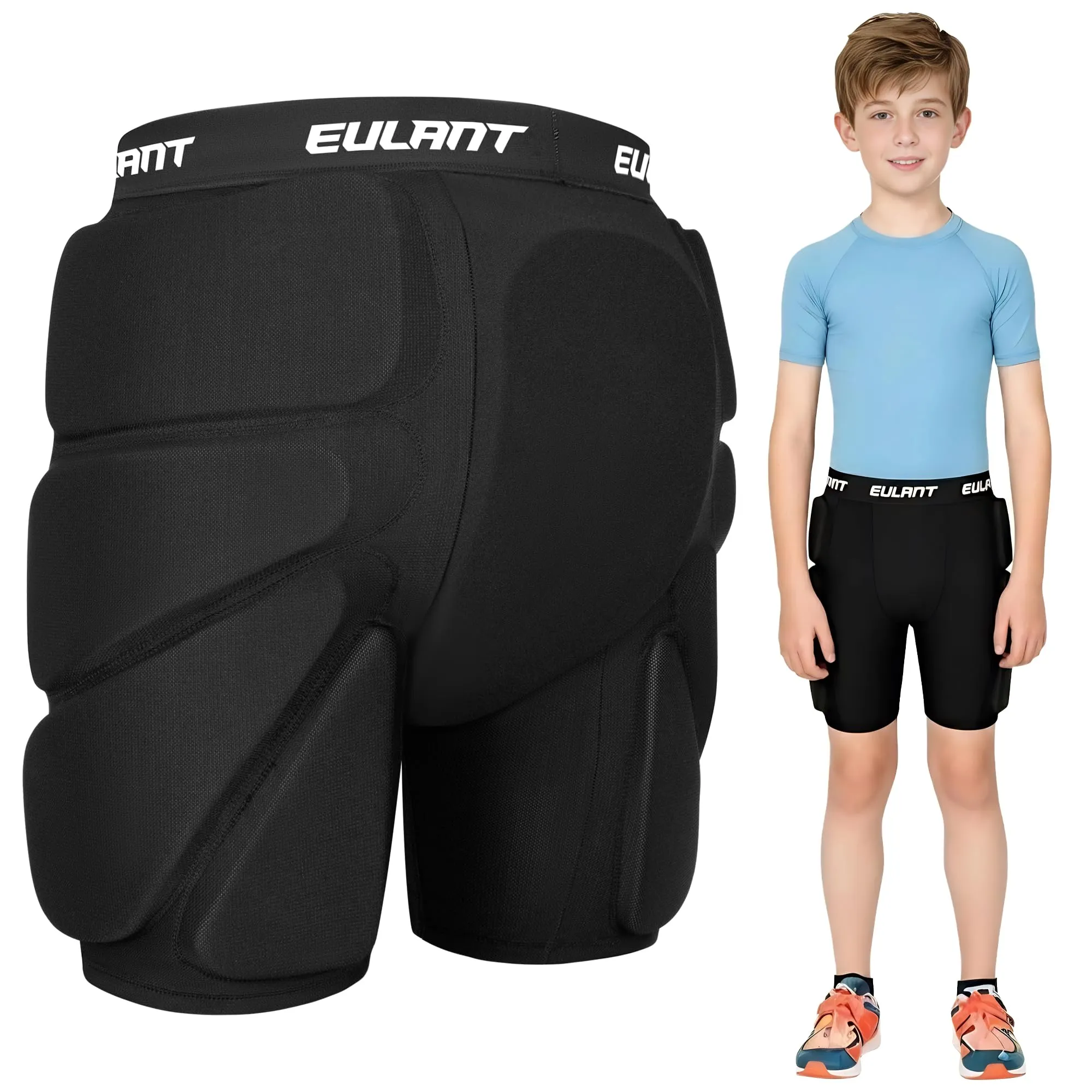 EULANT Pantaloncini Protettivi Imbottiti per Snowboard, Sci, Pattinaggio e Biker, Protezioni 3D per Anca, Fondoschiena e Coccige, S - immagine 1