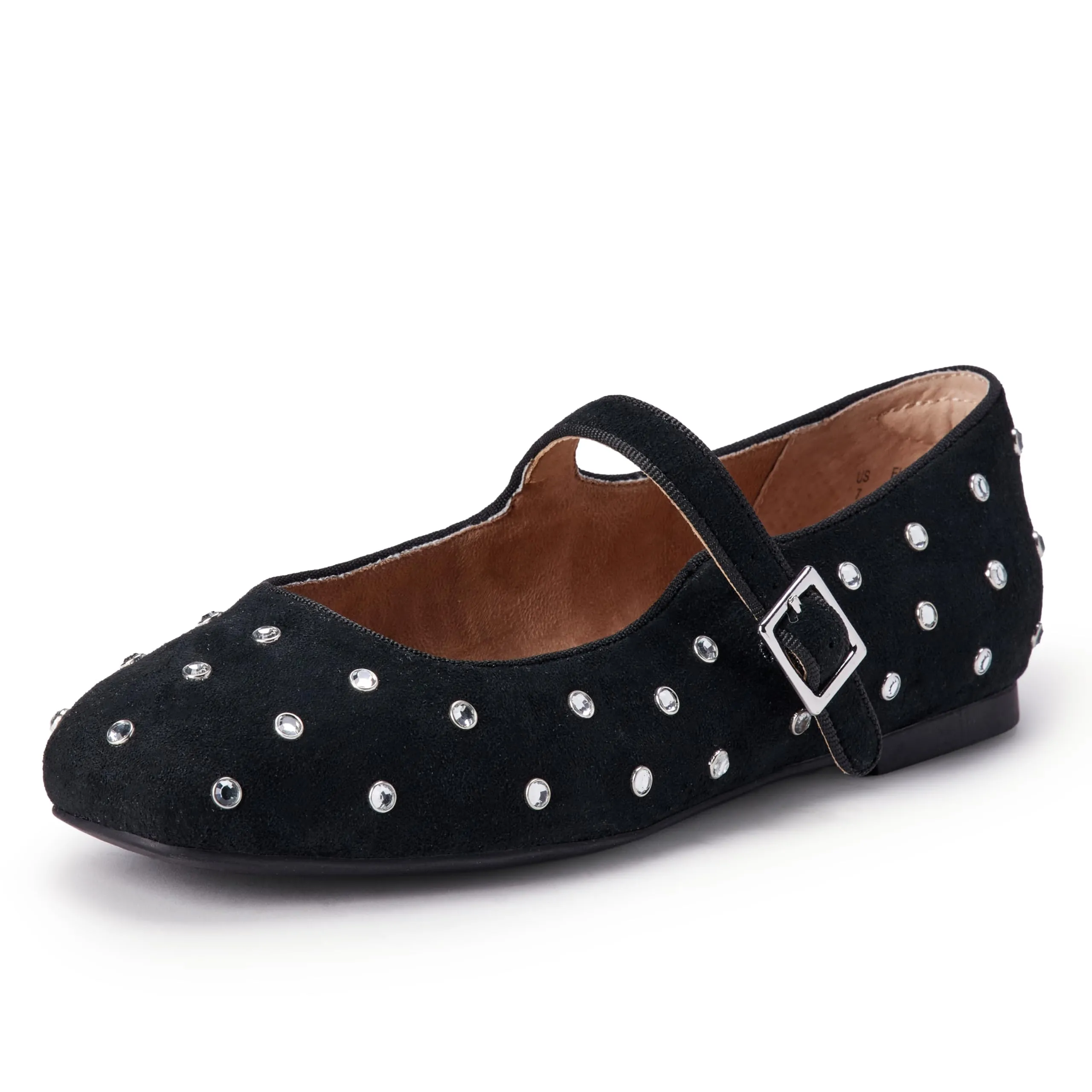 Amazon Essentials Ballerine Mary Jane Donna Cristalli Nero Finta Scamosciato 41 EU - immagine 1