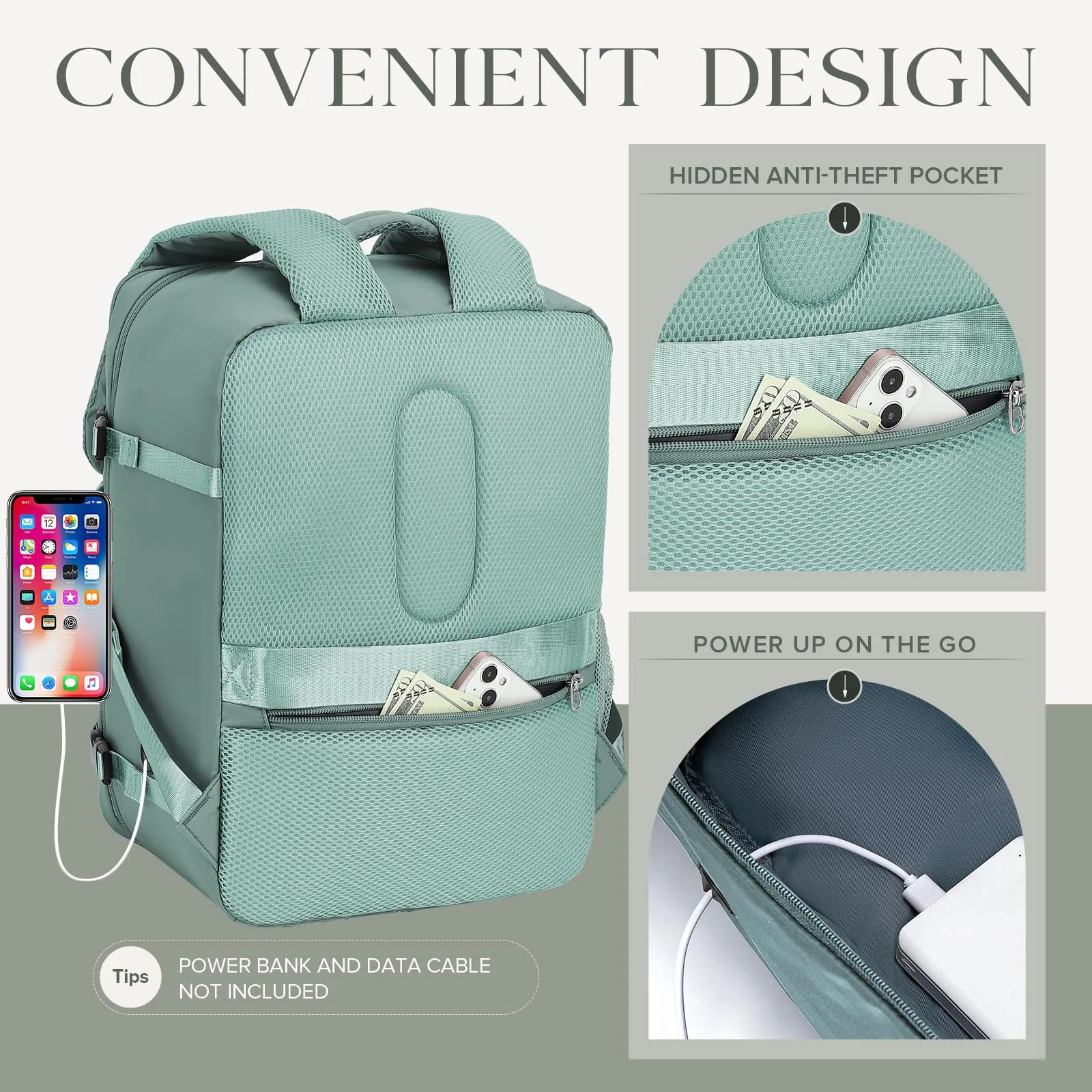 Hayayu Zaino Bagaglio a Mano per Ryanair 40x30x20 cm 24L - immagine 4