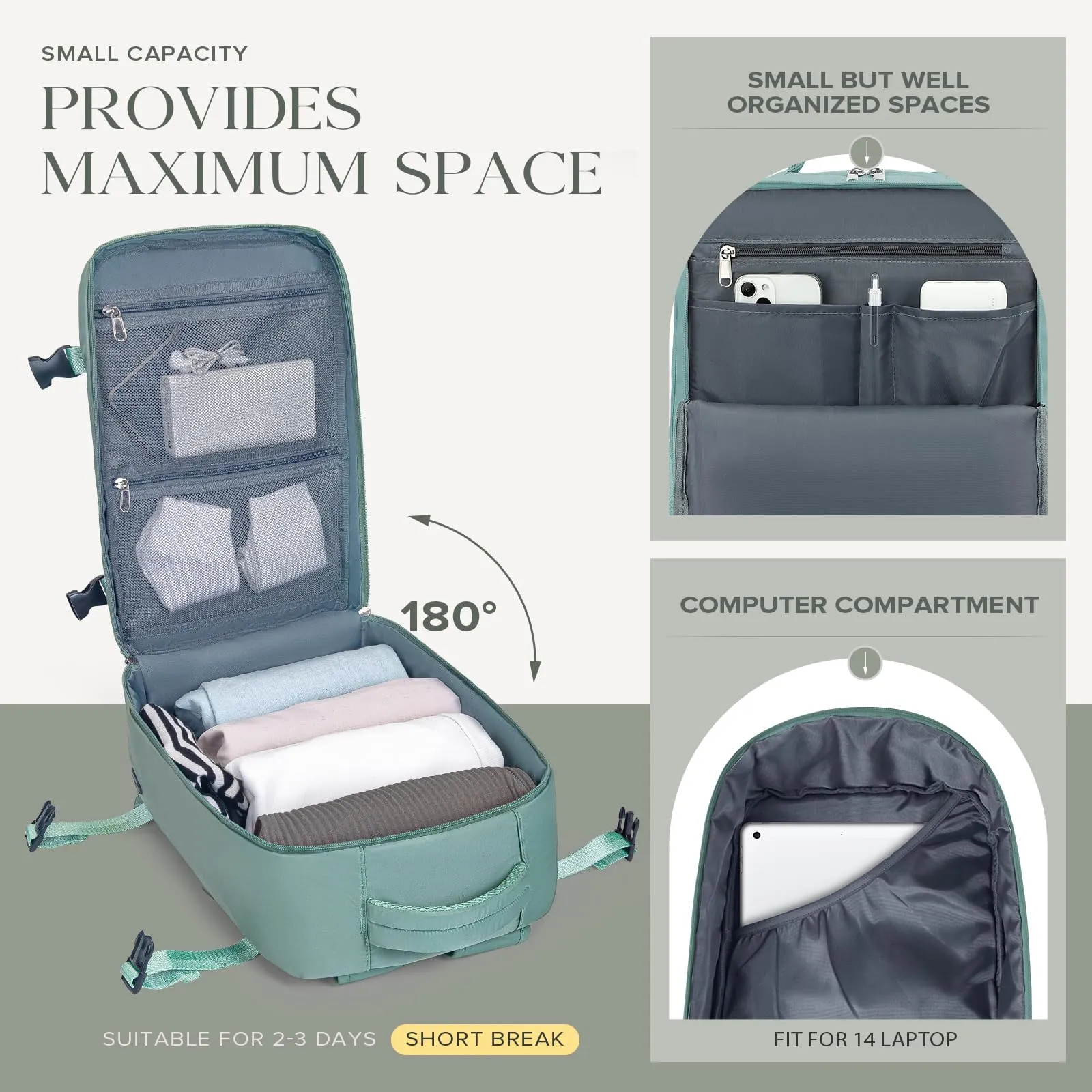 Hayayu Zaino Bagaglio a Mano per Ryanair 40x30x20 cm 24L - immagine 5