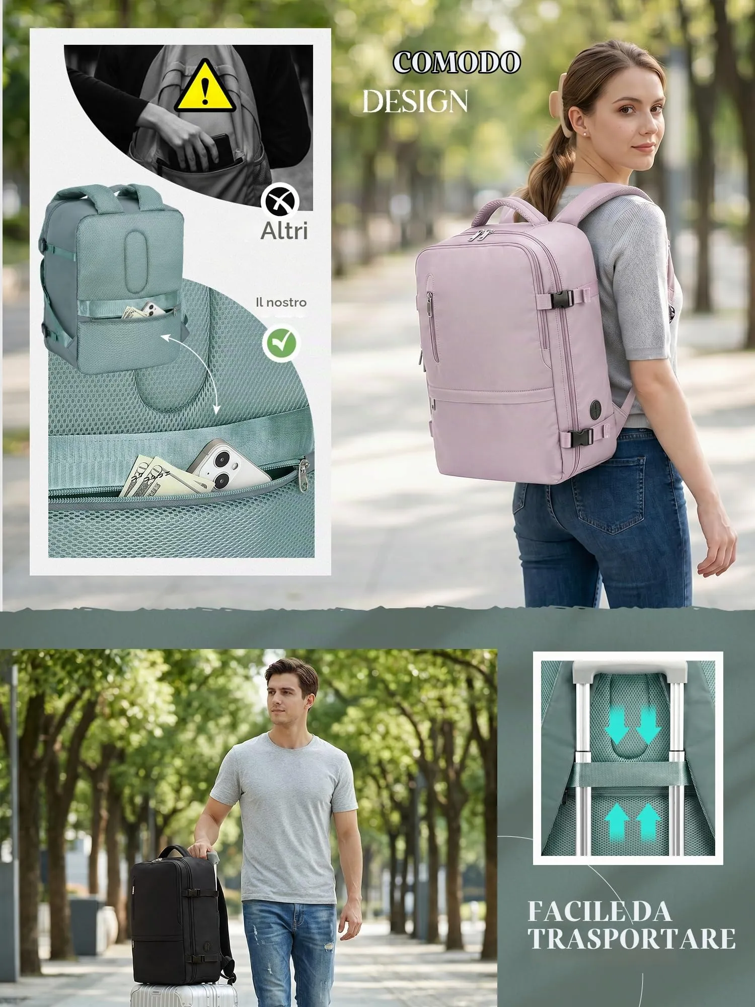 Hayayu Zaino Bagaglio a Mano per Easyjet 45x36x20 cm - immagine 4
