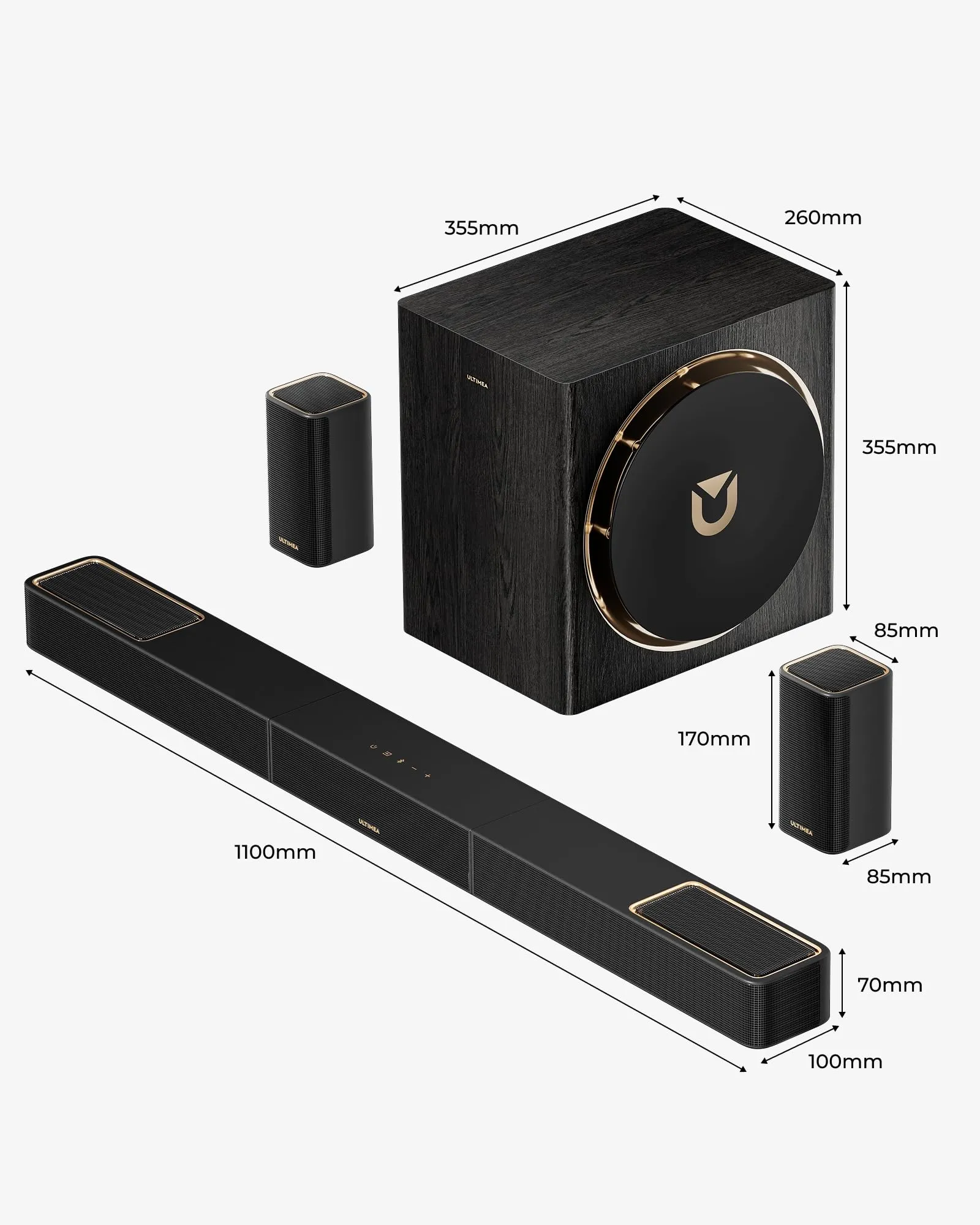 ULTIMEA Skywave X50 5.1.2 Soundbar, Dolby Atmos, Wireless Surround System, 530W with Wireless Subwoofer, GaN Amplifier, 4K HDR Pass-through, HDMI eARC, Bluetooth 5.4 - immagine 9