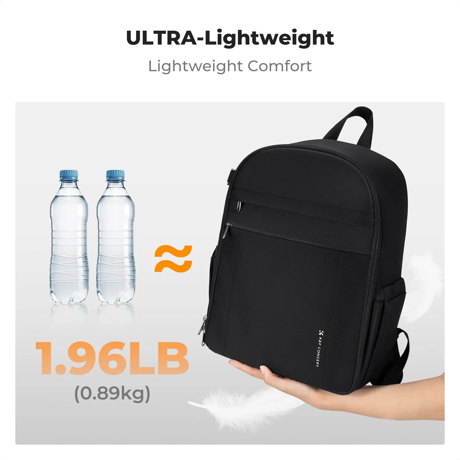 K&F CONCEPT Zaino Fotografico Compatto 13L con Parapioggia, Nero - immagine 2