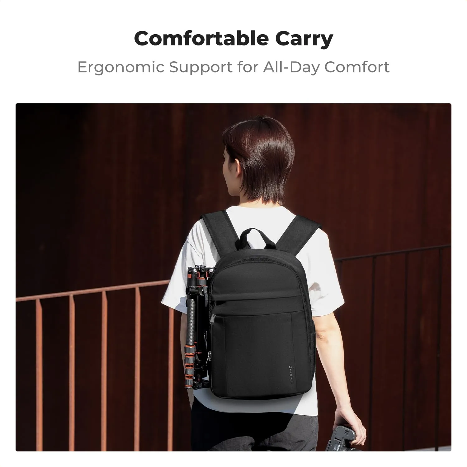 K&F CONCEPT Zaino Fotografico Compatto 13L con Parapioggia, Nero - immagine 6