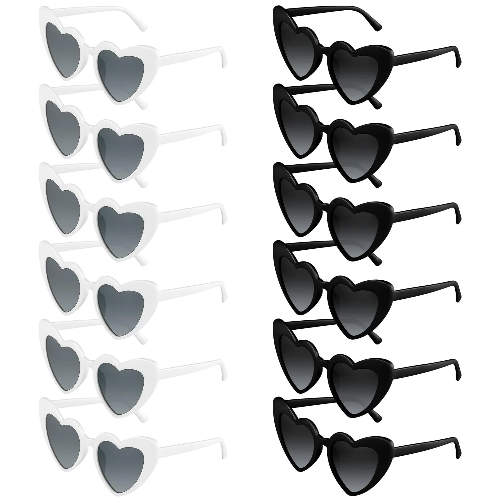 BOUBONI Occhiali da sole a forma di cuore vintage per donne, bianco nero, 15.3cm - immagine 1