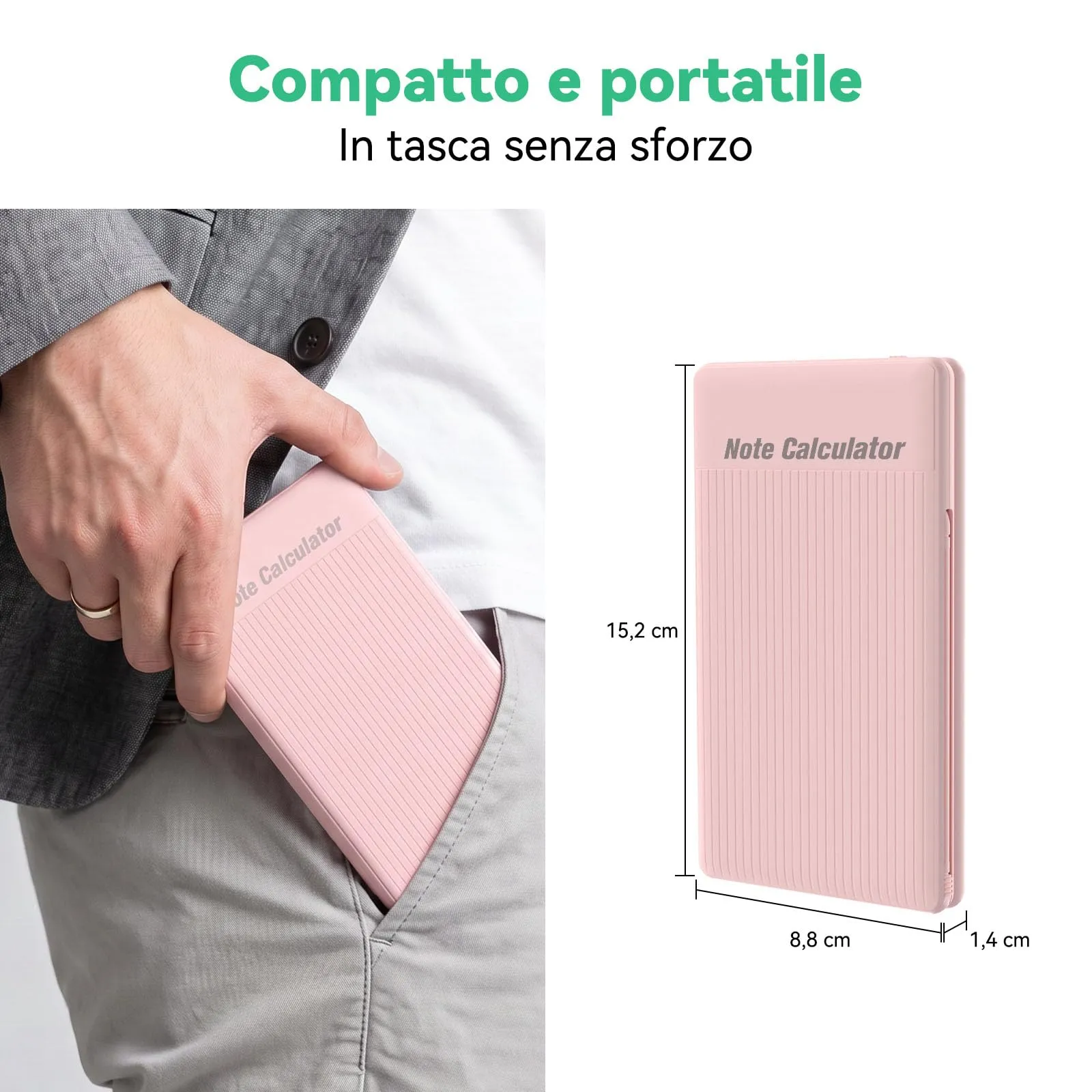NEWYES Calcolatrice 2 in 1 con Blocco Note LCD da 6,5 pollici, Rosa - immagine 6