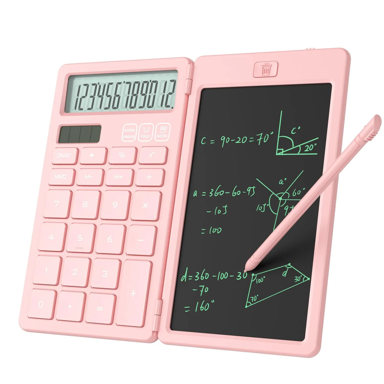 NEWYES Calcolatrice 2 in 1 con Blocco Note LCD da 6,5 pollici, Rosa - immagine 9