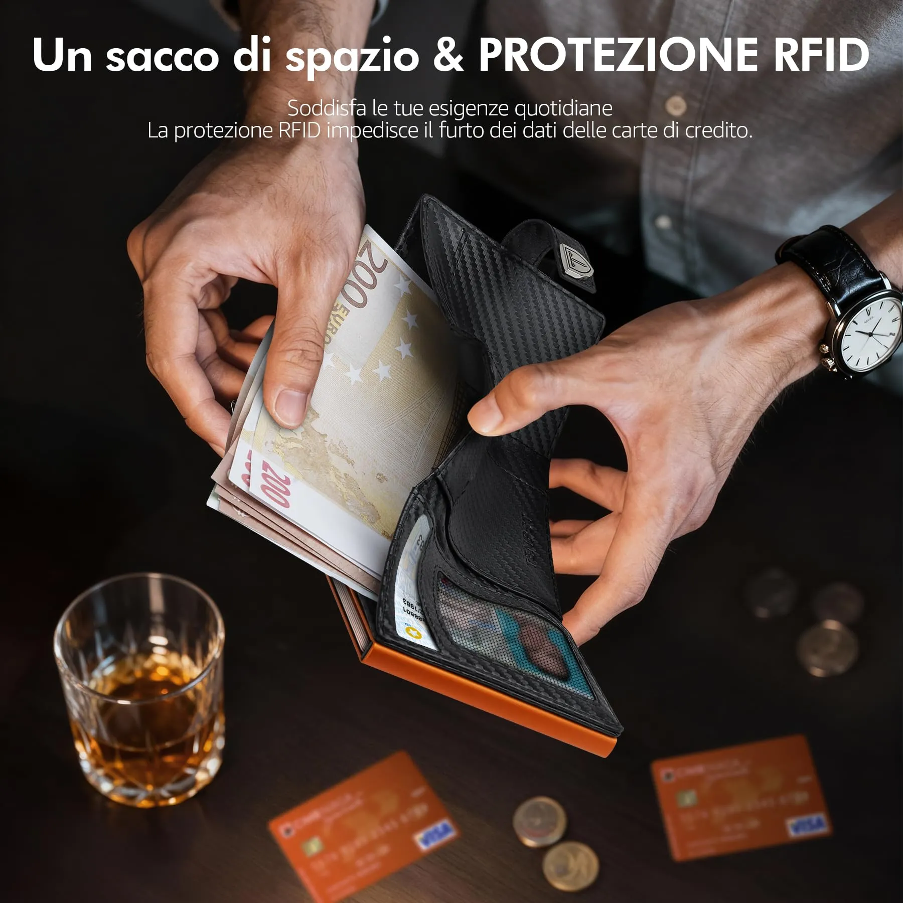 TENBST Portafoglio Uomo con Tasca Portamonete e RFID - immagine 4