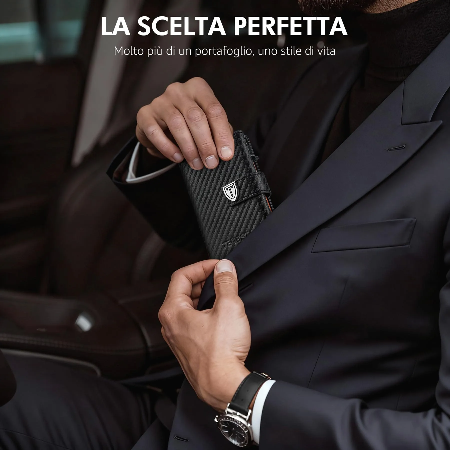 TENBST Portafoglio Uomo con Tasca Portamonete e RFID - immagine 6